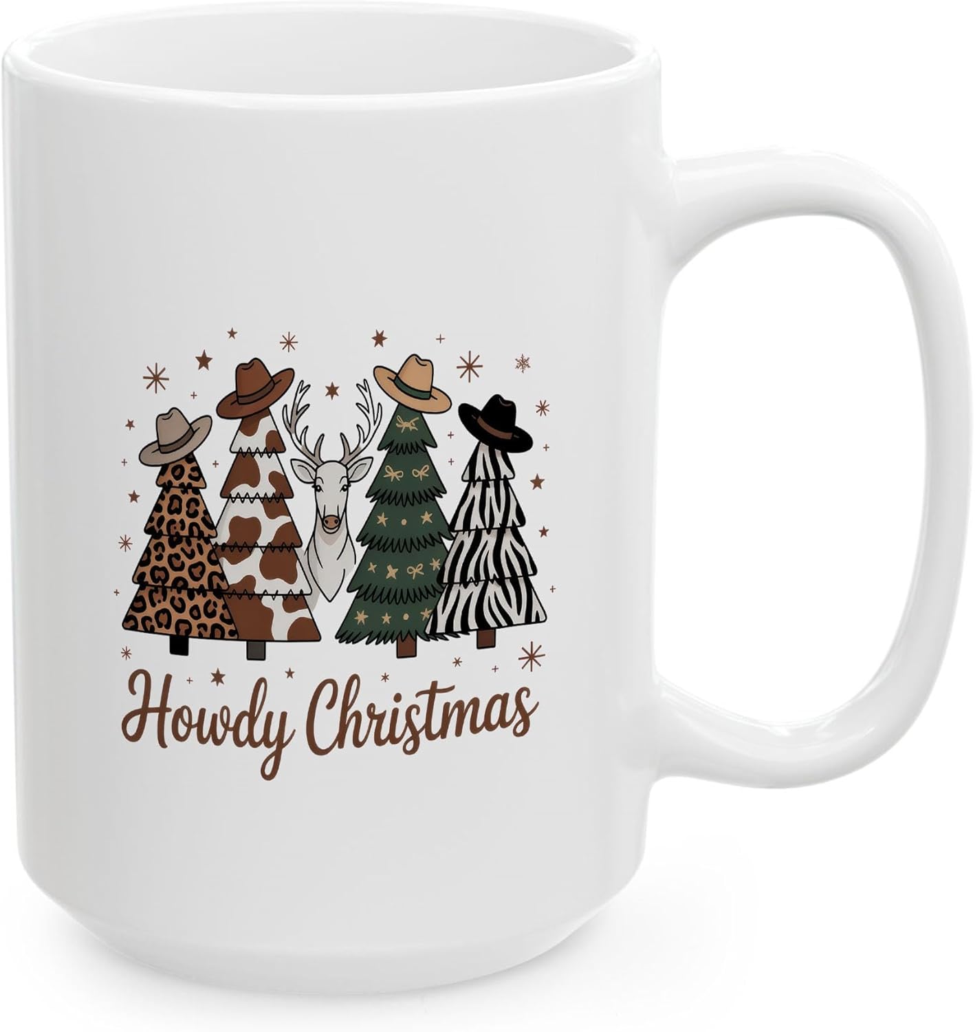 Funny Western Leopard Milk Cow Stripe Zebra Christmas Tree White Mugs, 11oz 15oz Drinking Cups, Kitchen Décor, Gifts For Book Lovers