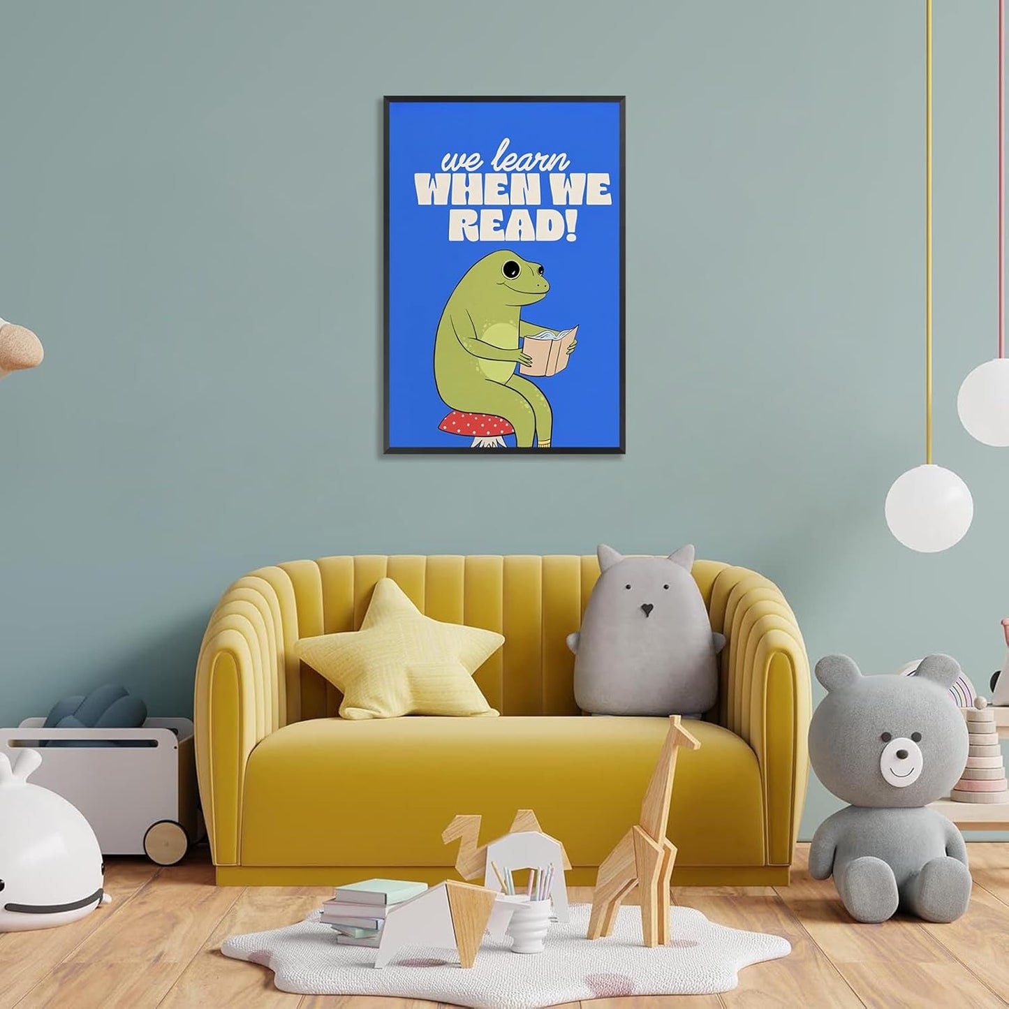 Inspirational Educational Posters Vintage Cartoon Book Reading Canvas Wall Art Positive Quote When We Read Prints Painting For Classroom Kids Room Nursery Wall Decor 12x16in Unframed