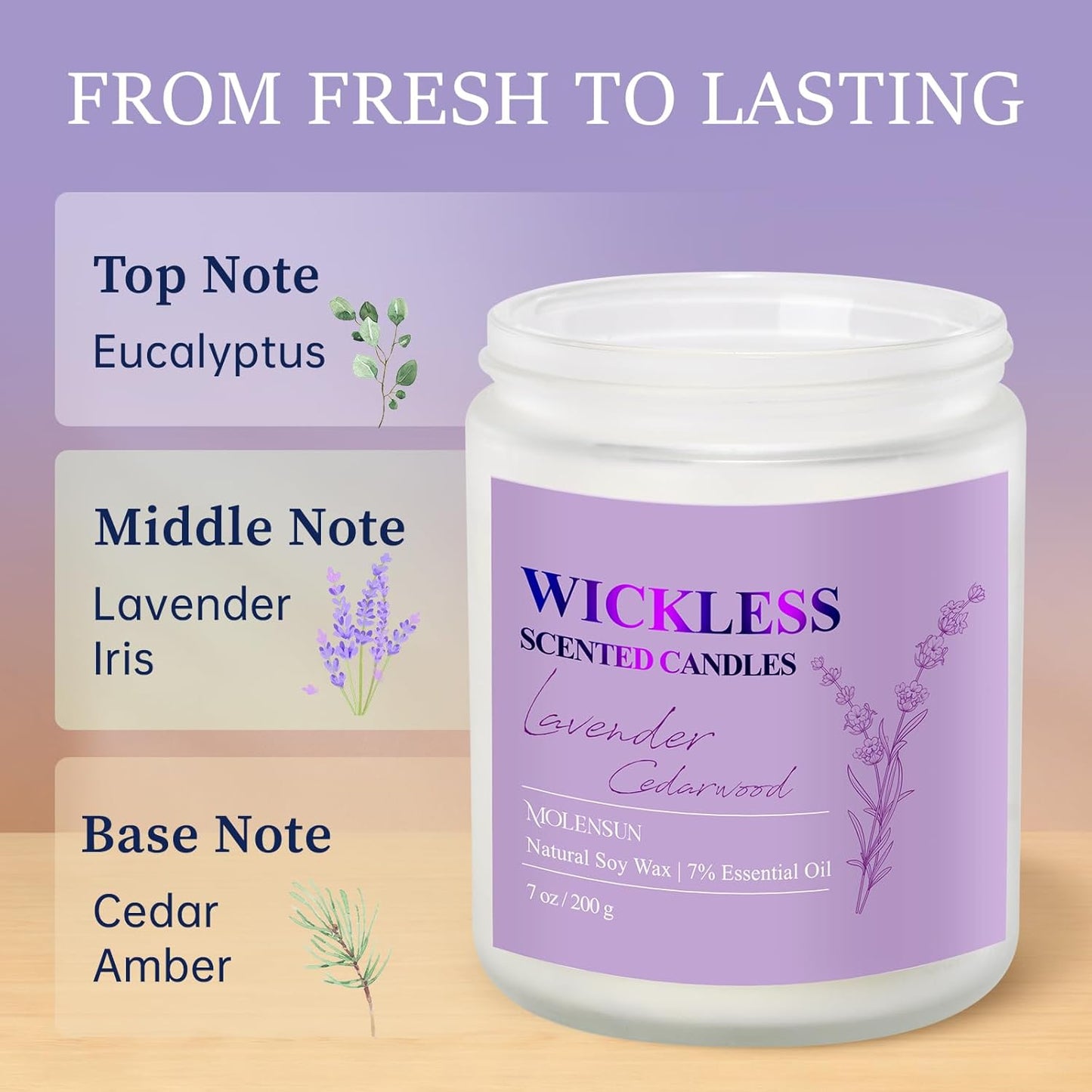 Lavender Cedarwood Wickless Candle for Candle Warmer Lamp with 10ml Essential Oil for Custom Aroma, Flameless Non-Toxic Soy Scented Candle for Home, Valentine Holiday or Birthday Gift for Women & Men
