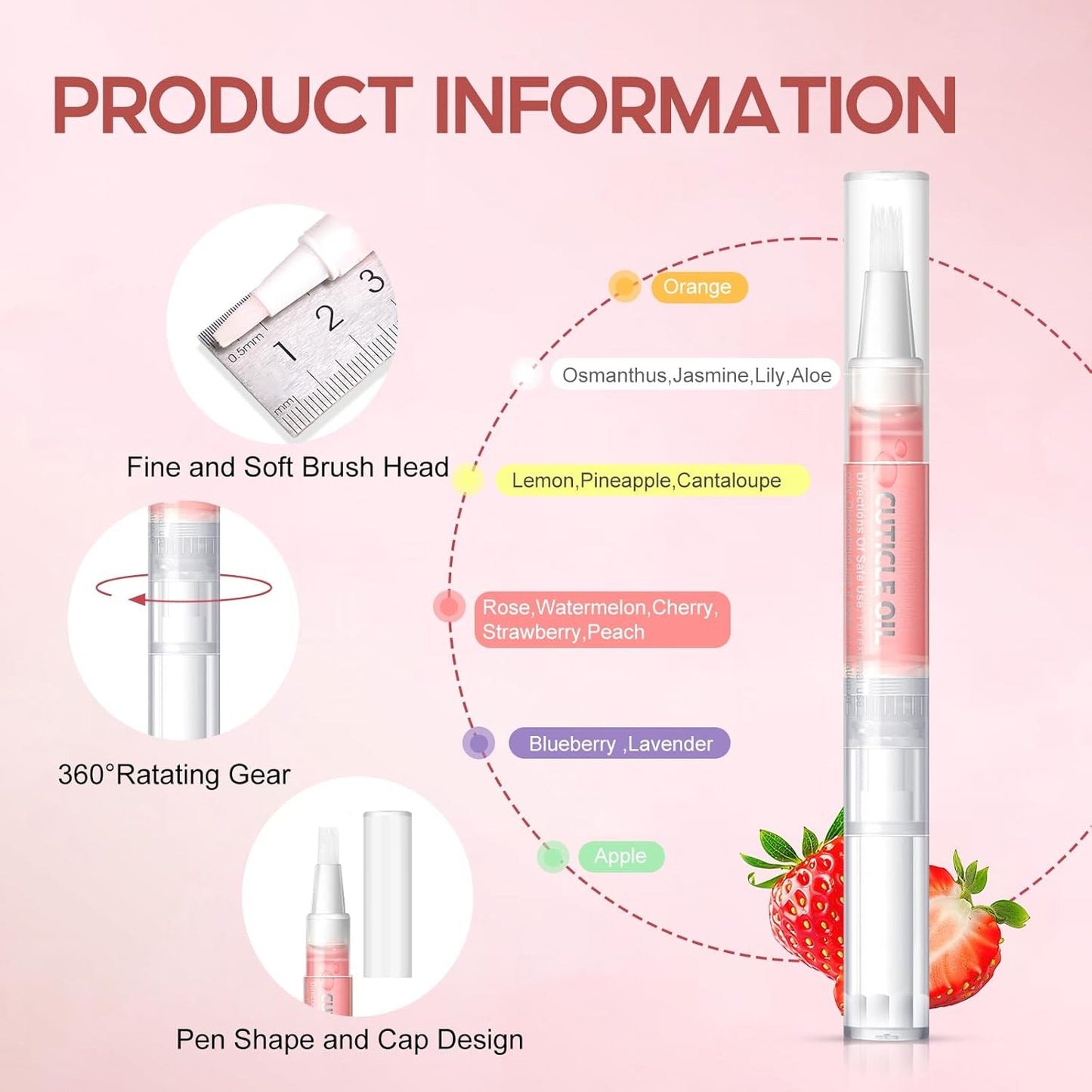 PEACECOLOR 16Pcs Cuticle Oil Pen for Nails Portable Nail Moist Nail Strengthener Nails Care Kit for Treatment Care Nail Softener and Strengthener