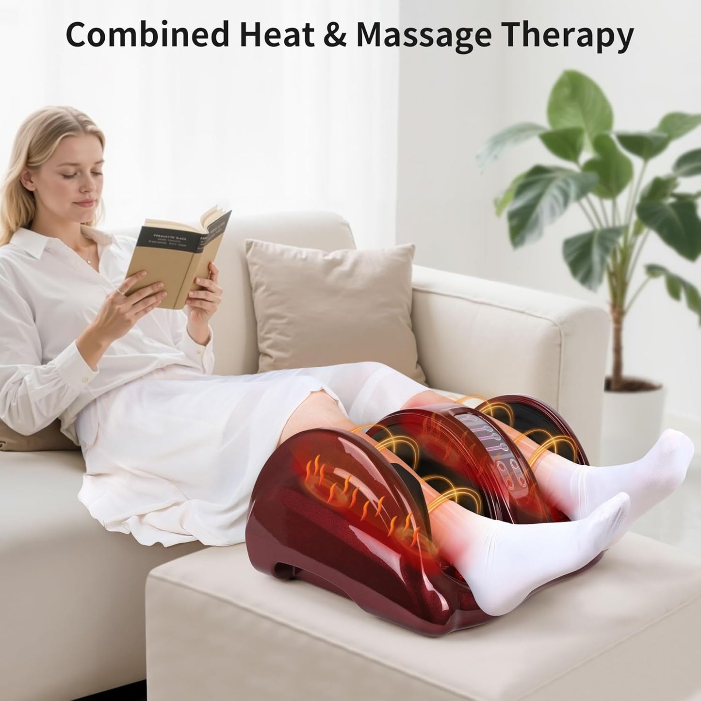 Foot Massager with Heat, Shiatsu Foot Massager for Circulation and Pain Relief and Heat Therapy, Ankle, Calves and Feet Massage with Deep Kneading Rolling, Gifts for Women Men Mother Father (RED)