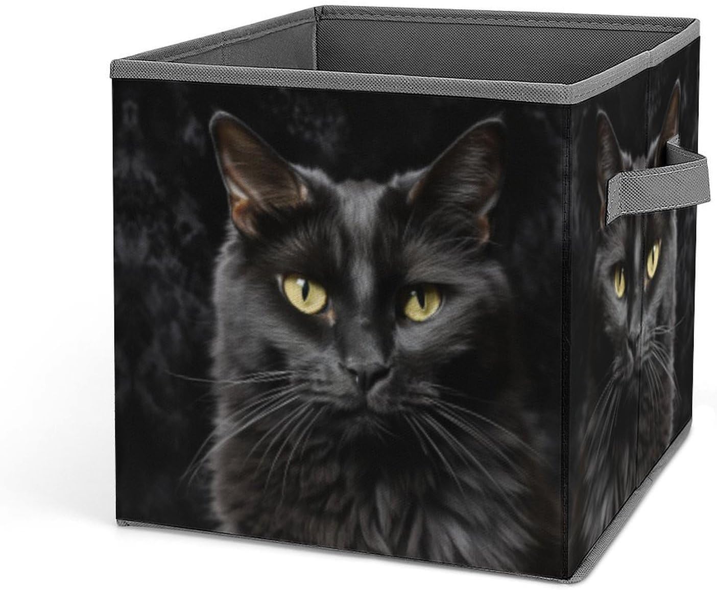 A Black Cat on A Black Background Storage Bins with Handles Fashion Large Storage Cubes Sturdy Foldable Storage Boxes Space-Saving Storage Baskets for Home Office Clothes Closet Organizers