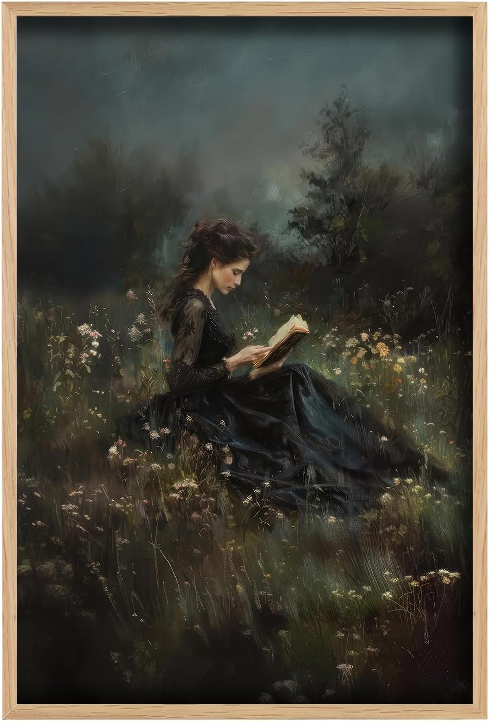 LXLSTORE Vintage Wall Art Female Portrait Wall Art Abstract People Pictures Victorian Woman Reading Painting 16x24inch Unframed for Bedroom Living Room Bar Bedroom Home Kitchen Dining Room