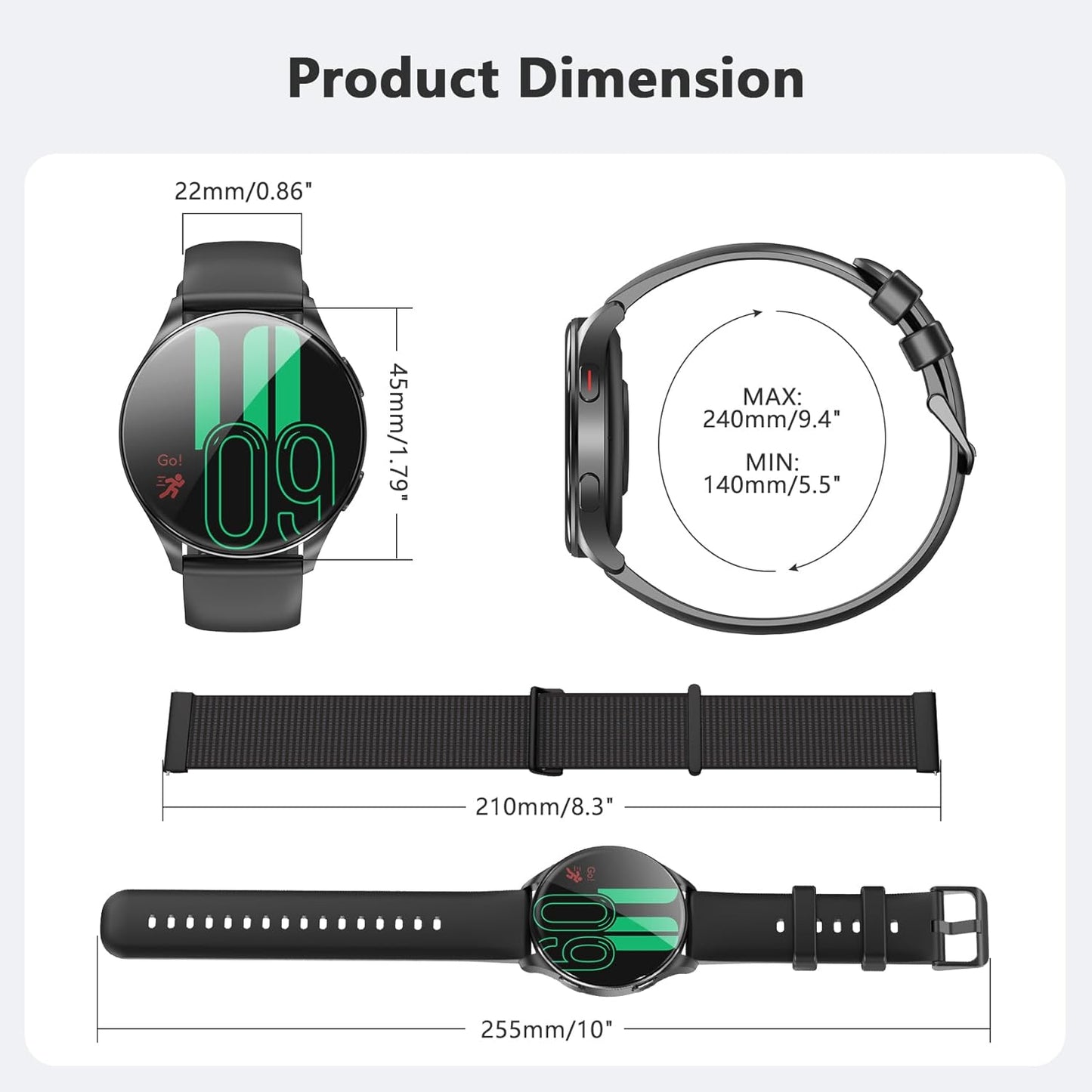 Blackview Smart Watch for Women Men (Make/Answer Calls),1.43''AMOLED Touchscreen Fitness Tracker with 100+ Sports Modes, Heart Rate/SpO2/Sleep Monitor/2 Straps, Smartwatch for iPhone & Android