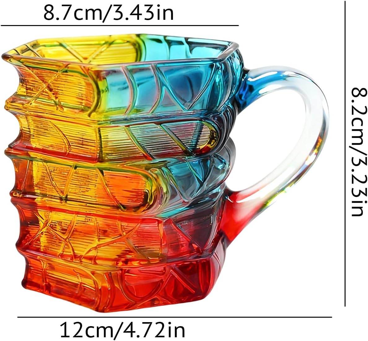 Painted Book Mug for Hot or Cold Brews 3D Paint Novelty Glass Books Coffee Mugs for Literature Lovers(Style A)