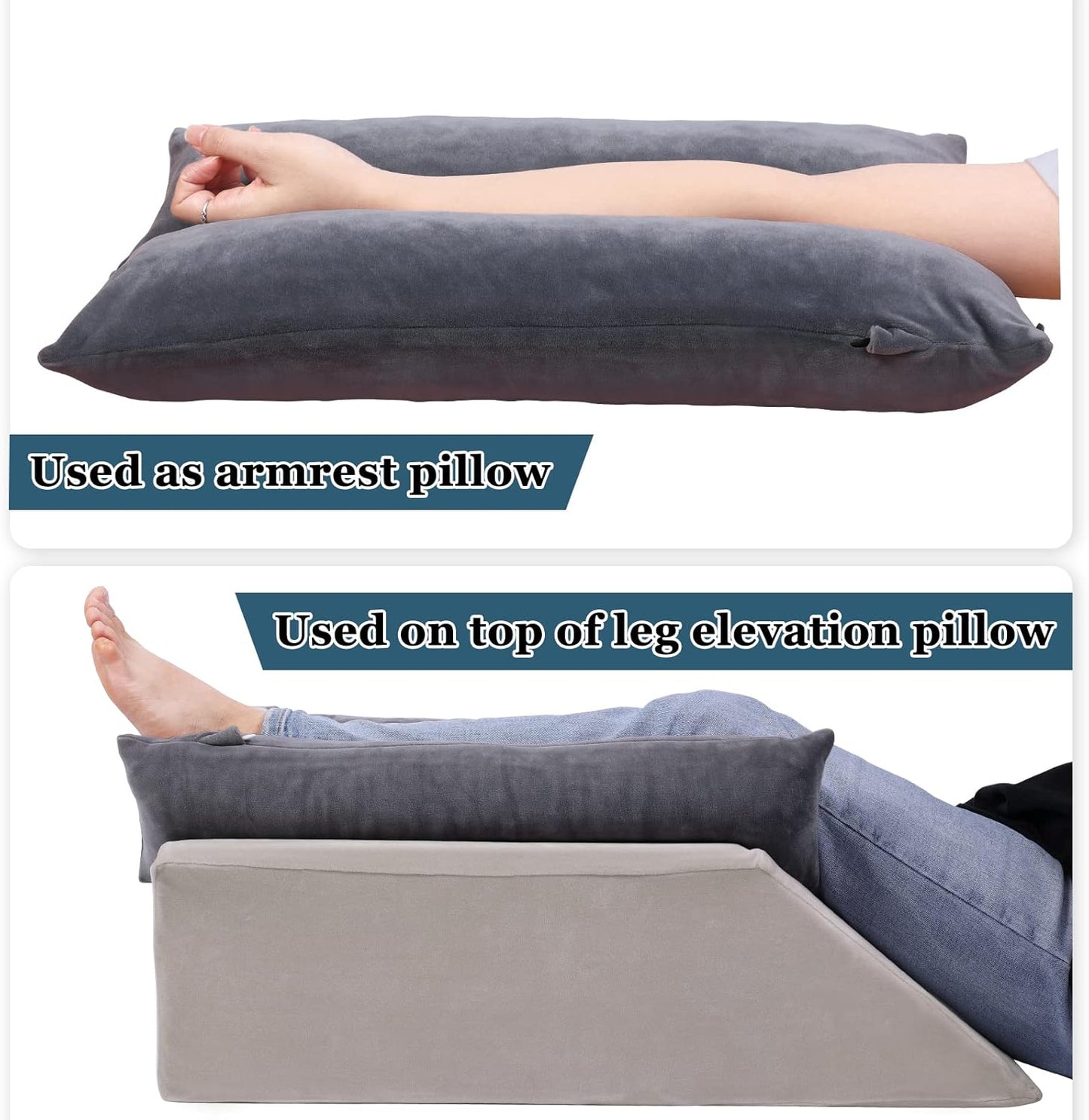 TANYOO Arm Elevation Pillow Shredded Memory Foam Filled Arm Stabilizer Elevation Pillow for Swelling and Circulation Pain Relief for Shoulder Surgery and Leg Injury Washable Cover