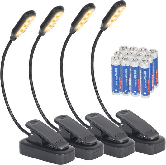 4 Pack Reading Light with 3 Color Temperature, 6 LED Book Clip Lamp for Reading in Bed, Easily Clip on to a Small Mini Lightweight Book Lights for Read Book Lovers