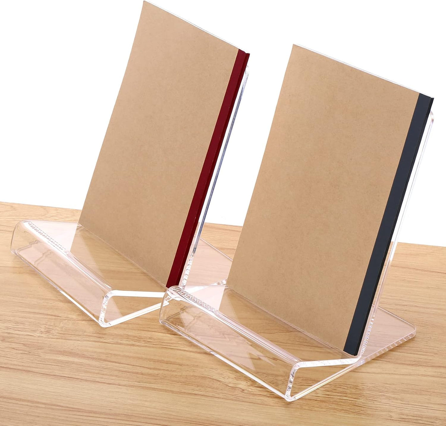SANRUI Acrylic Display Easel with 2.7''Ledge,2PC Clear Book Display Easel Holder，Display Stand for New Book Releases , Book Stand for Displaying Tablets, Magazines,Notebooks,iPad,CDs, etc（A5 Size）