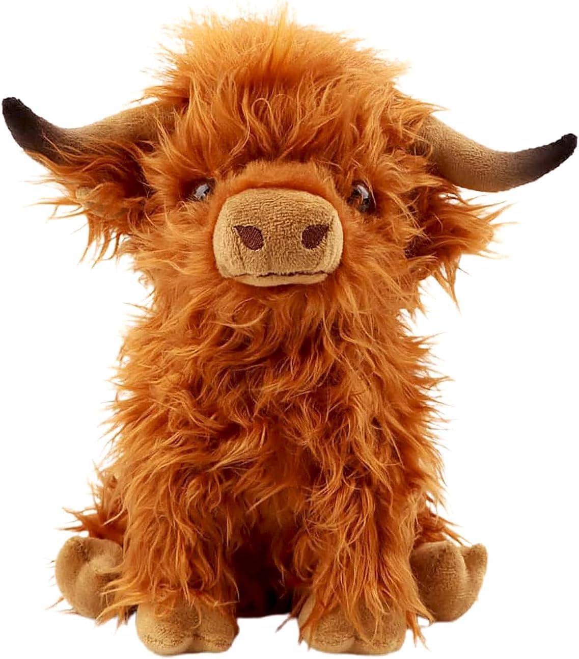 Highland Cow Stuffed Animal Toy, Cute Realistic Highland Cow Plush Toy Fluffy Farm Highland Cow Plushies Decor Gifts for Girls Boys Adults (Brown Highland Cows)