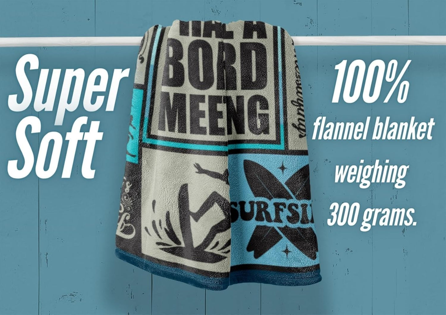 Surfing Gifts Blanket, Beach Flannel Throw Blanket for Men/Women, Funny Unique Birthday for Him/Her 50"*65"