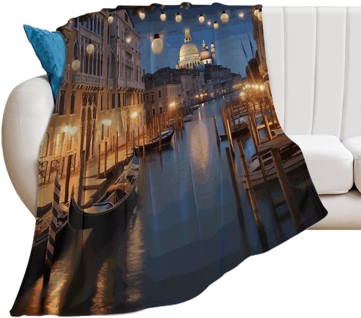 Beautiful Venice at Night Throw Blanket for Couch Super Soft Warm Lightweight Throw Blankets Cozy Flannel Thick Warm Blanket Decorative and Giftable Blankets Suitable for All Seasons