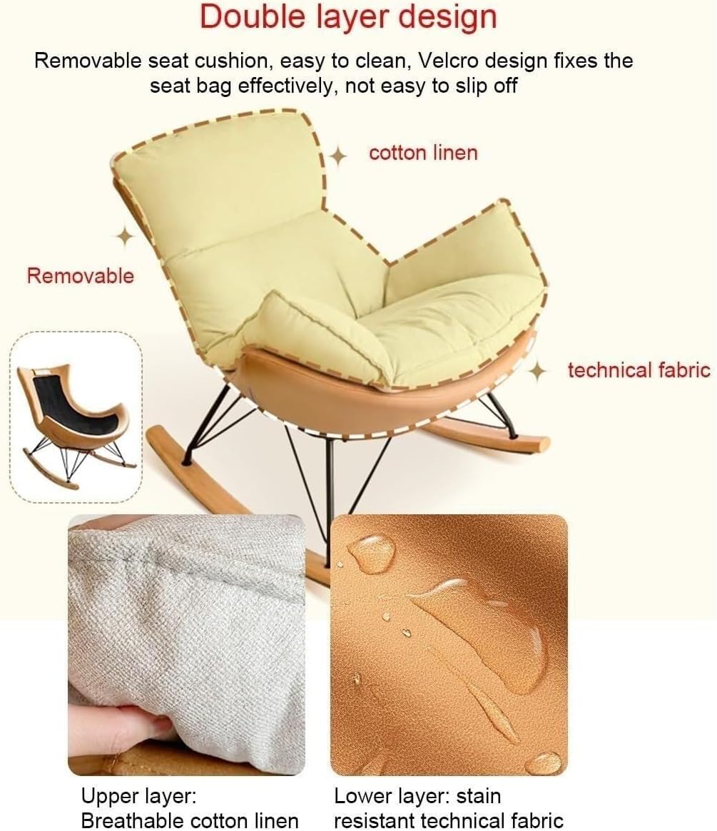 LSLYTQ Living Room Reclining Rocking Chair, Rocking Chair with Foot Stool, Balcony Relaxing Chair, Armchair, Soft Leather Chair, Bedroom Lounge Living Room Reading Chair