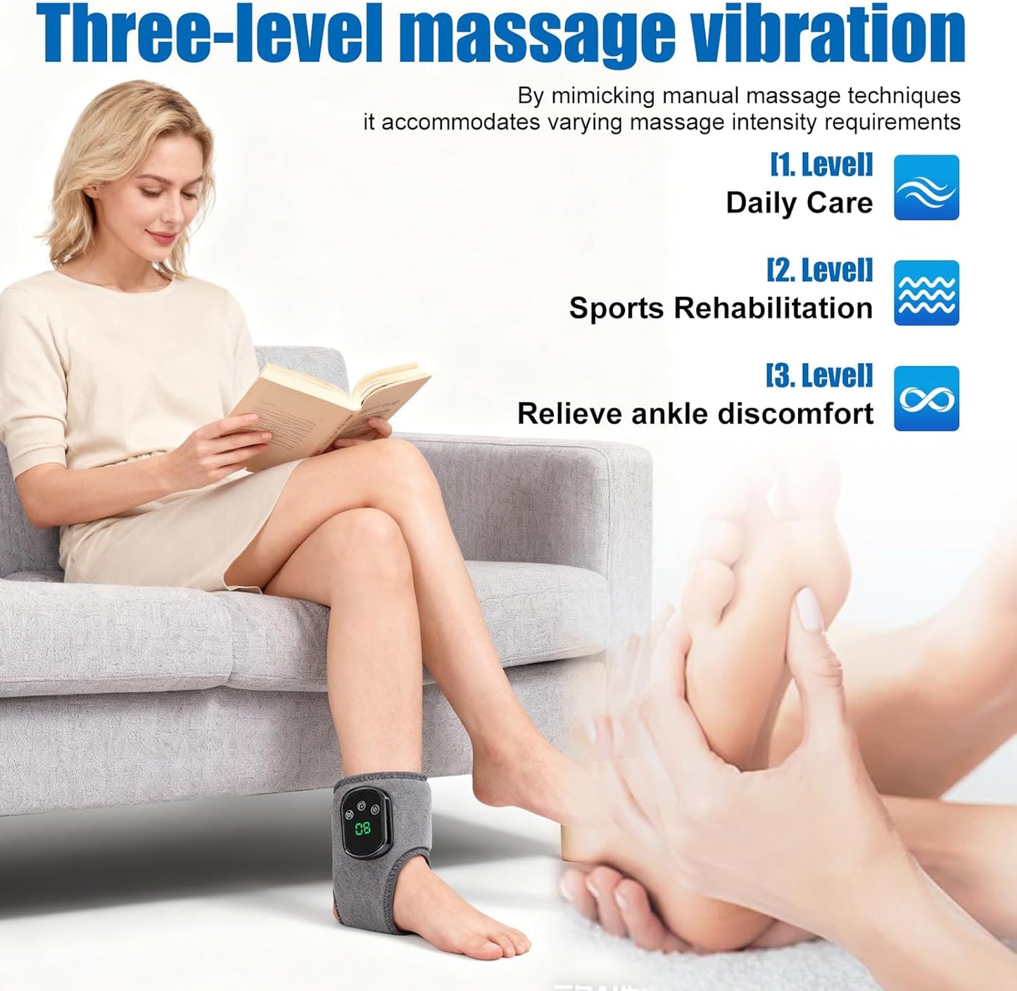 Foot Massager,Wireless 3 in 1 Foot Revive Massager with 3 Vibration Mode,5 Heat Leavel for Both Father and Mother, Wireless & Portable (Gray 2pcs)