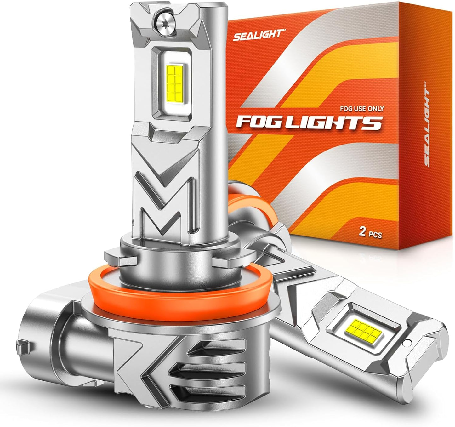 SEALIGHT H8/H16/H11 LED Fog Light Bulb, 17,000 Lumens 6500K White Light, 800% Brightness H11 LED Fog Lights, 60000HRS Lifespan 1:1 H16 H8 Fog Light Bulb, RV Clearance Light Marker Light, Pack of 2