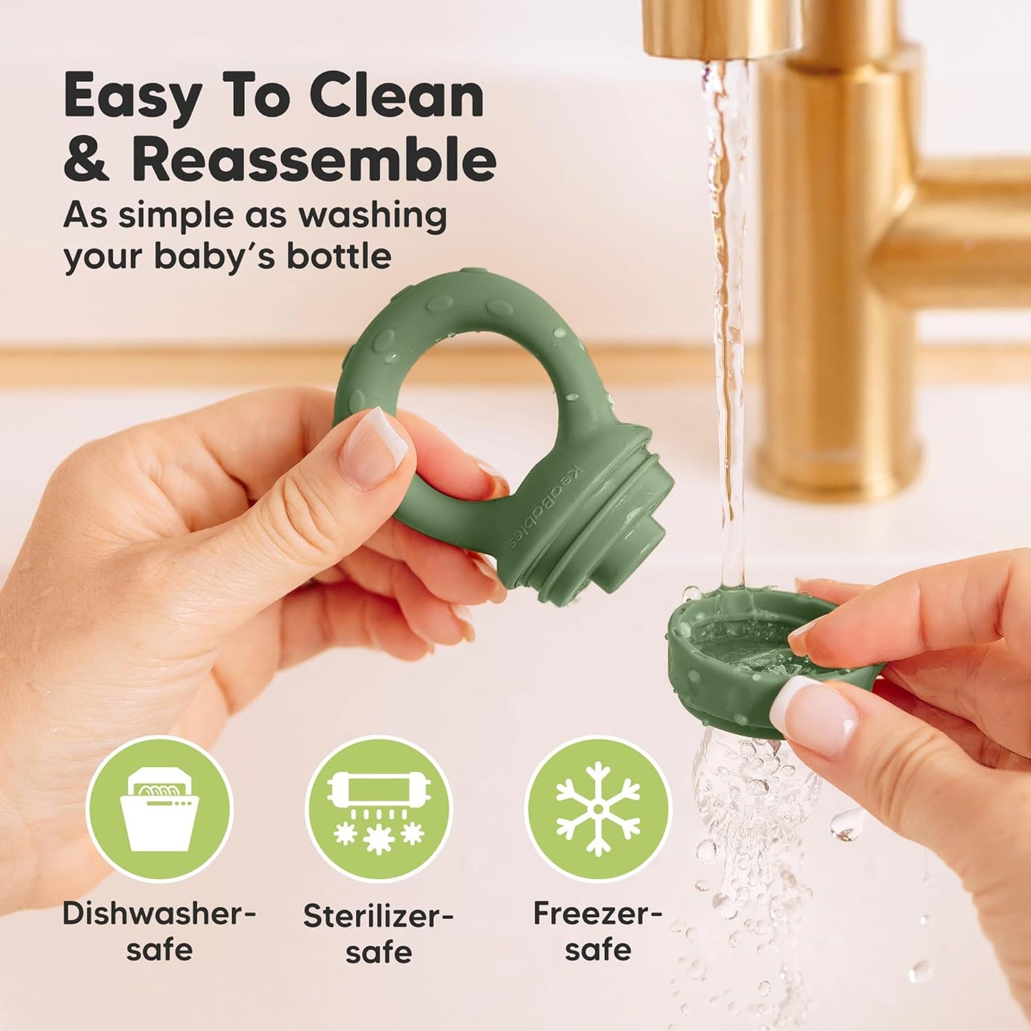 KeaBabies Baby Fruit Feeder 2pk - Silicone Baby Food Feeder for Babies 6-12 Months, Breast Milk Popsicle Teether, Weaning, Pacifier, Freeze Frozen Solid Food, Infant Feeding Essential (Slate)
