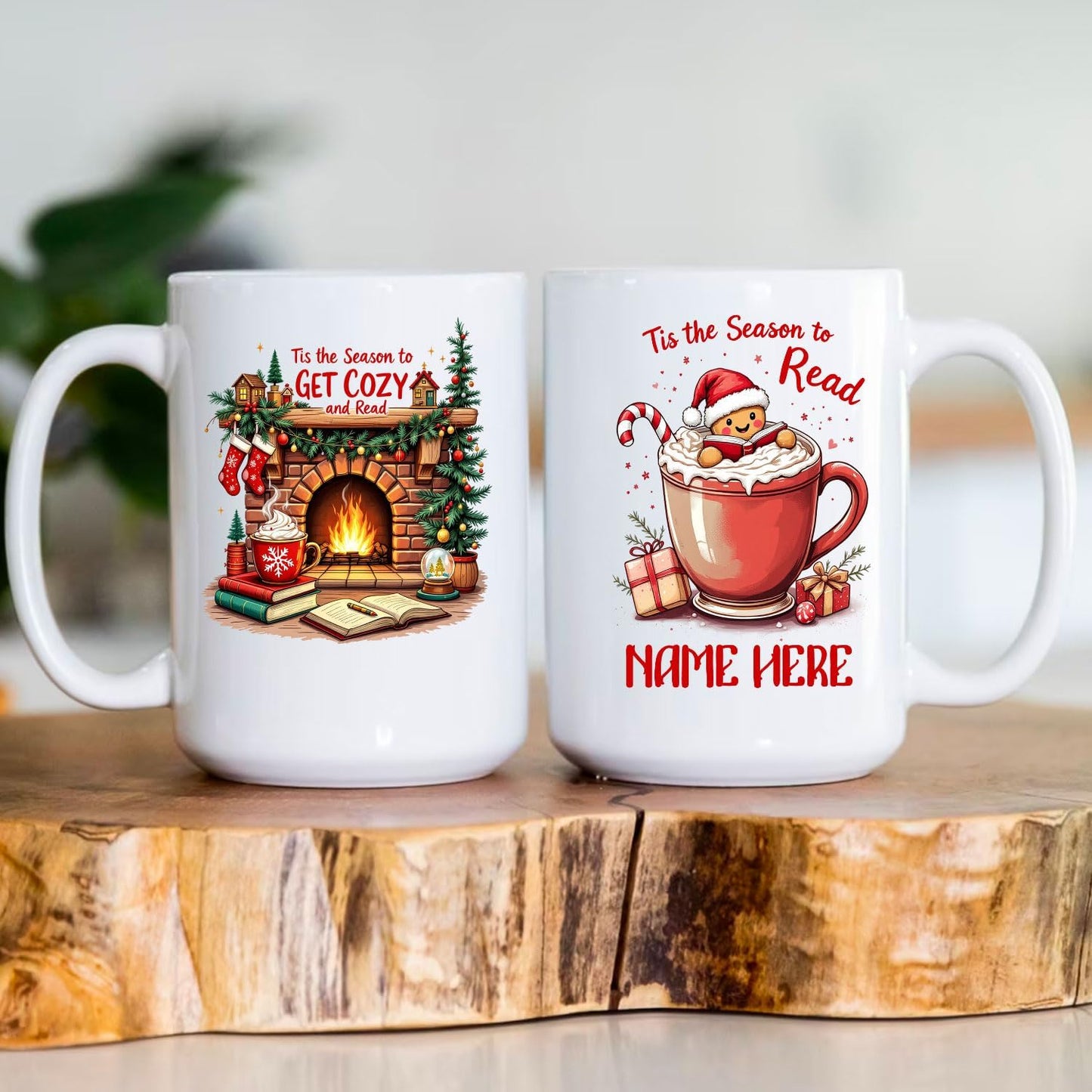 Personalized Reading Lover Ceramic Mug 15oz Cozy Bookish Gift for Merry Christmas Bookclub