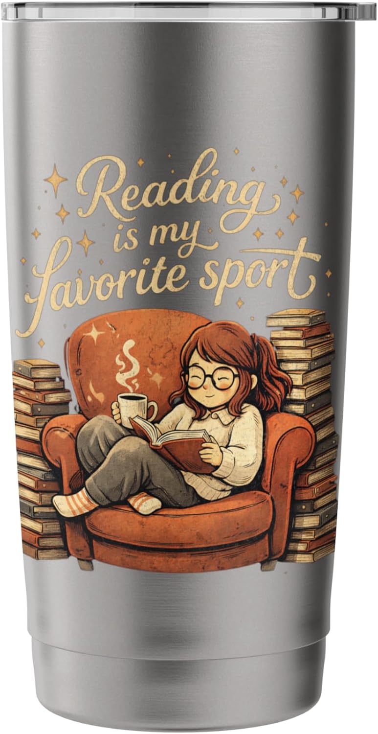 Reading is My Favorite Sport Retro Book Lover Girl Library Stainless Steel Insulated Tumbler