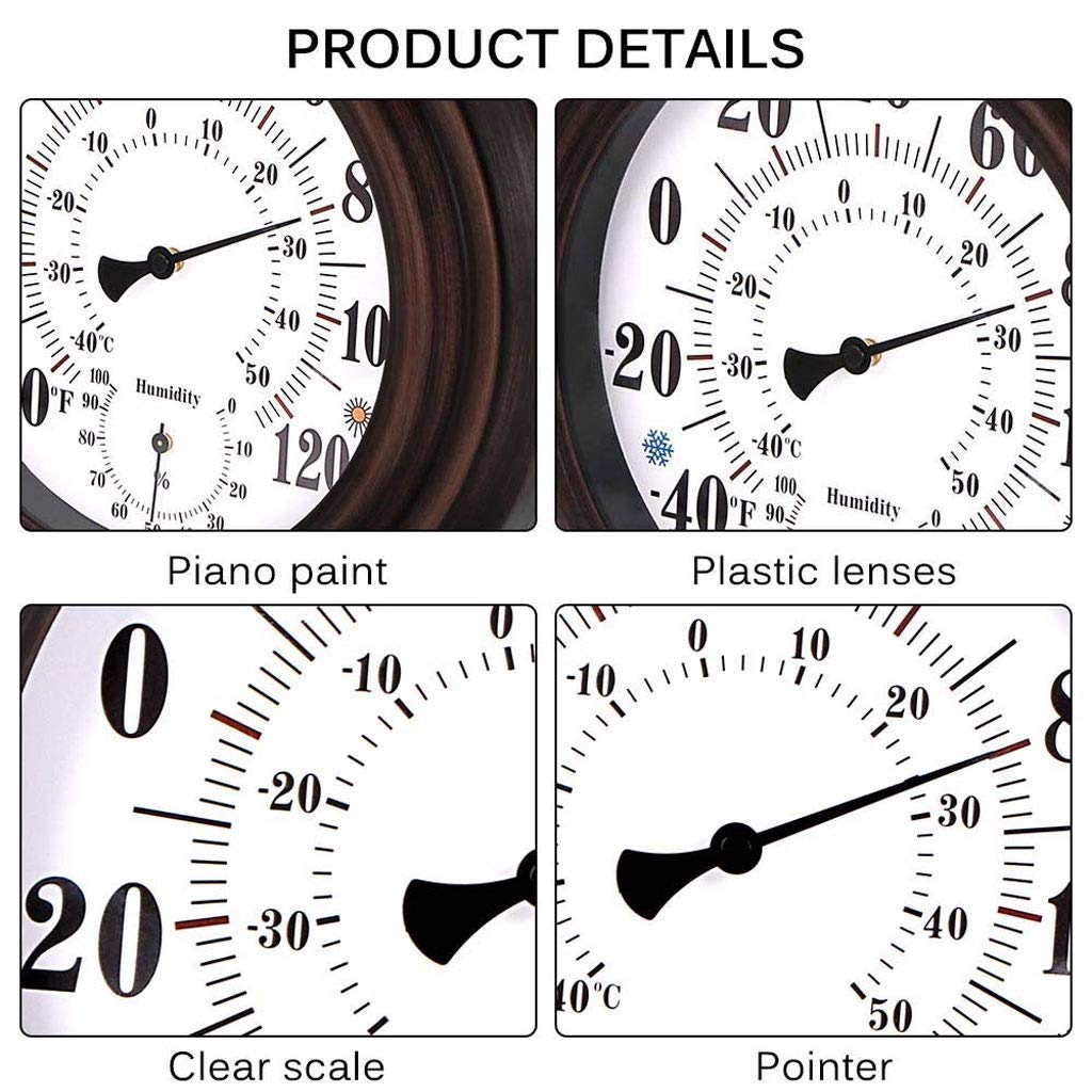 Premium Steel Wall Thermometer Indoor Outdoor for Patio, Pool, Kitchen, Garden, and Room Decorative
