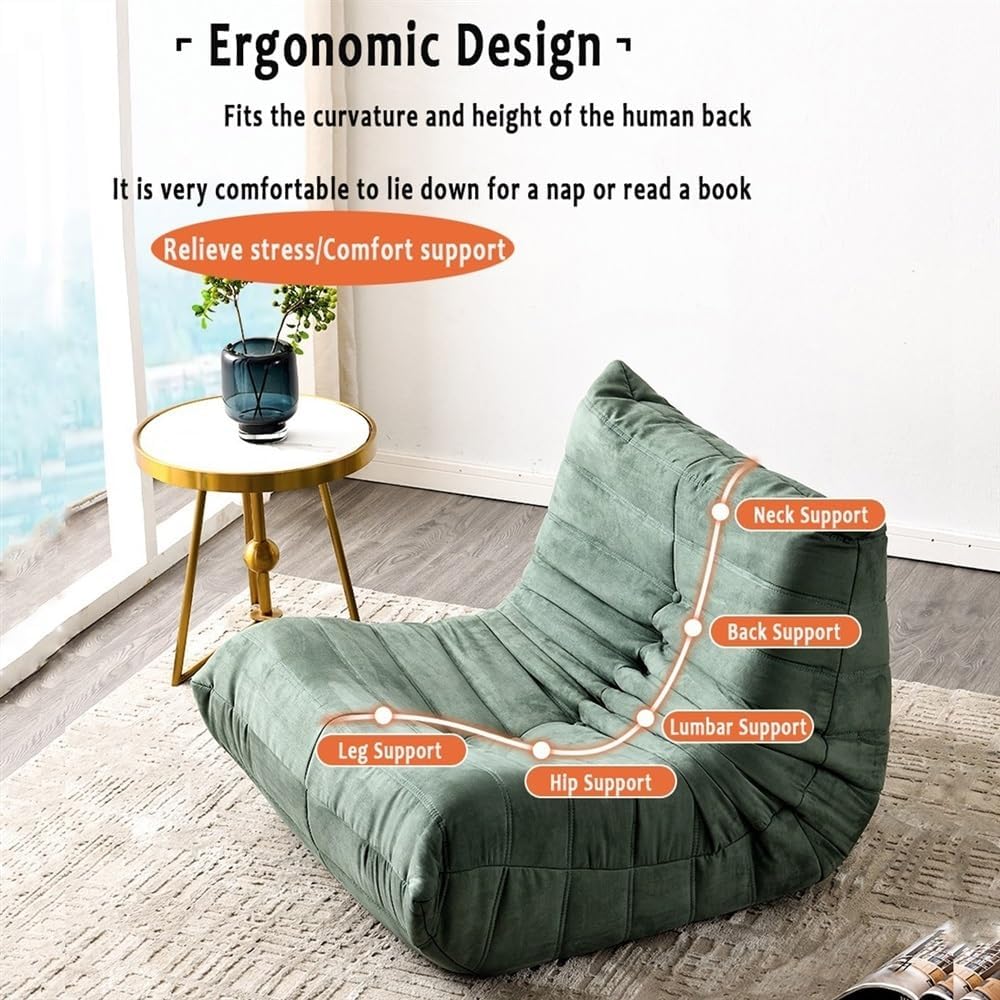 Fireside Chair, Modern Lounge Bean Bag Chair Single Sofa Lazy Couch Tatami Living Room Bedroom Lovely Leisure Single Chair Reading Chair Balcony Rocking Chair (Color : Suede Gray, Size : One Seat)