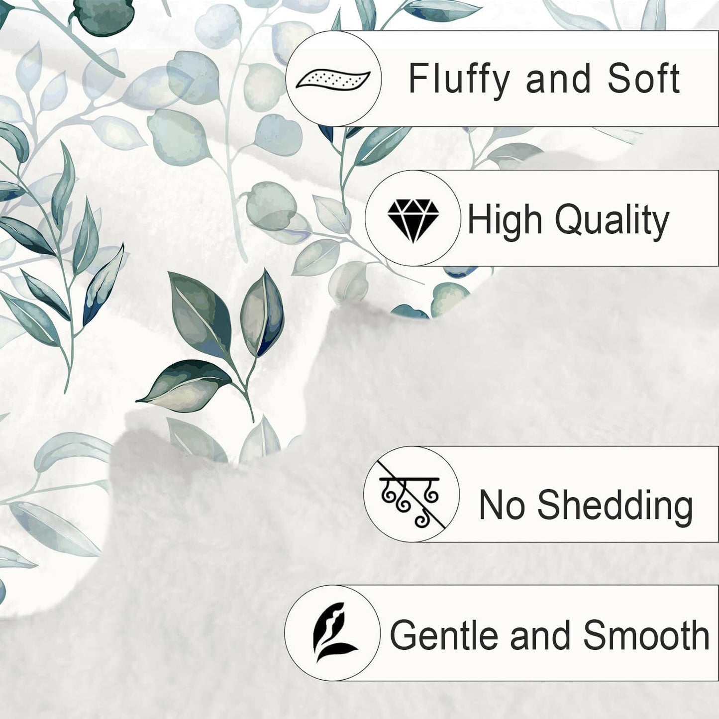 Sage Green Throw Blanket, Spring Throw Blanket for Couch Bed, Eucalyptus Leaves Floral Fleece Blanket, Camping Throw Blanket, Lightweight Soft Warm Cozy Blanket Plush Travel Throws Blankets,50"x60"