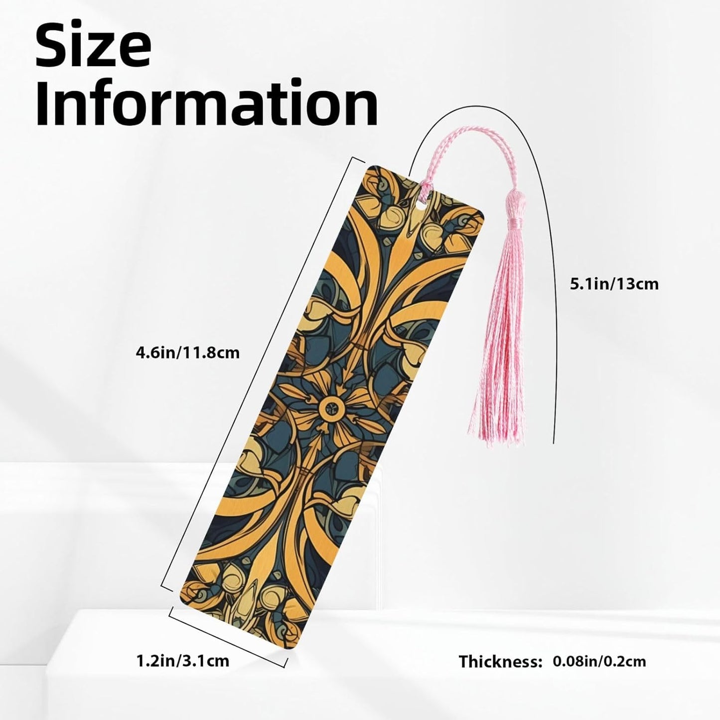 Smooth Lines Bookmarks Gifts for Women Men, Wooden Bookmarks for Book Lovers, Vintage Book Marks Ornaments with Tassel, Unique Personalized Reading Page Markers Pink