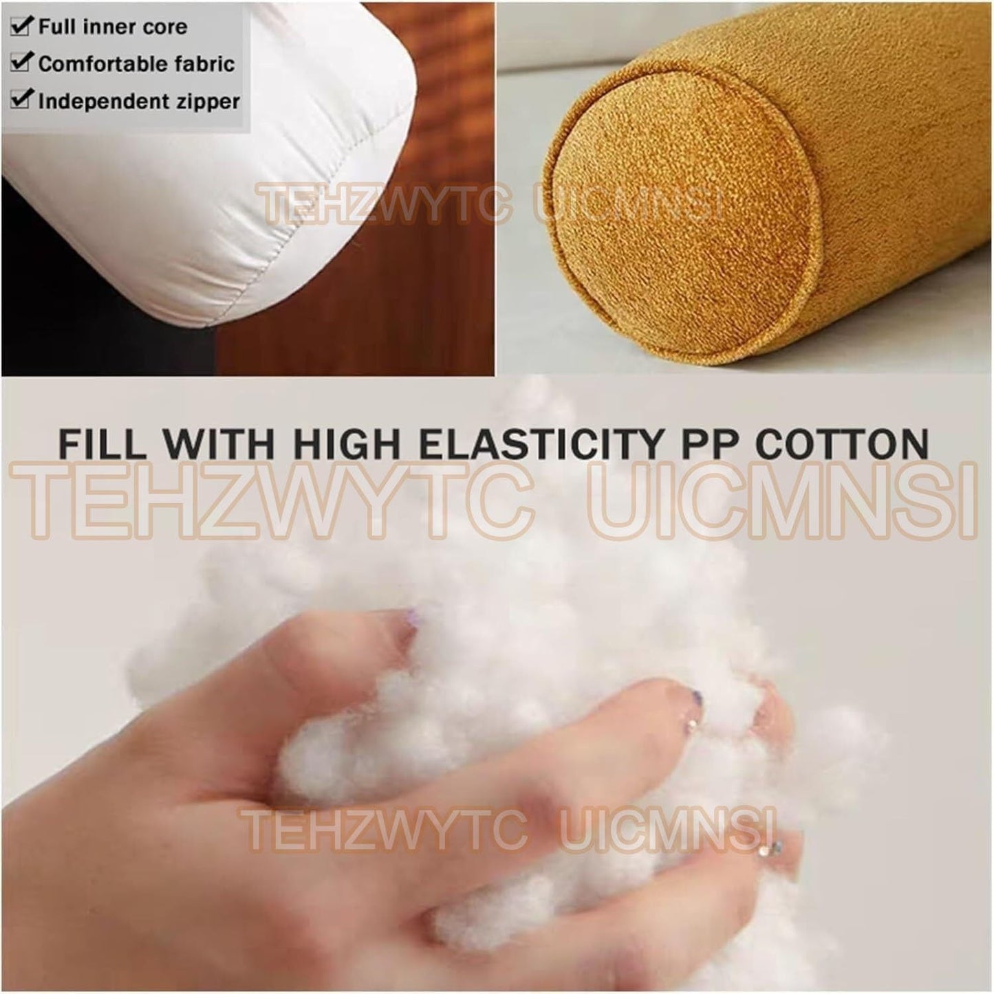 Round Cervical Roll Cylinder Bolster Pillow 52/16/24/31/39/47/59/72in with Removable Washable Cover, Full Moon Bolster for Head, Neck, Back, and Legs(7,15x70cm/6x27.5in)