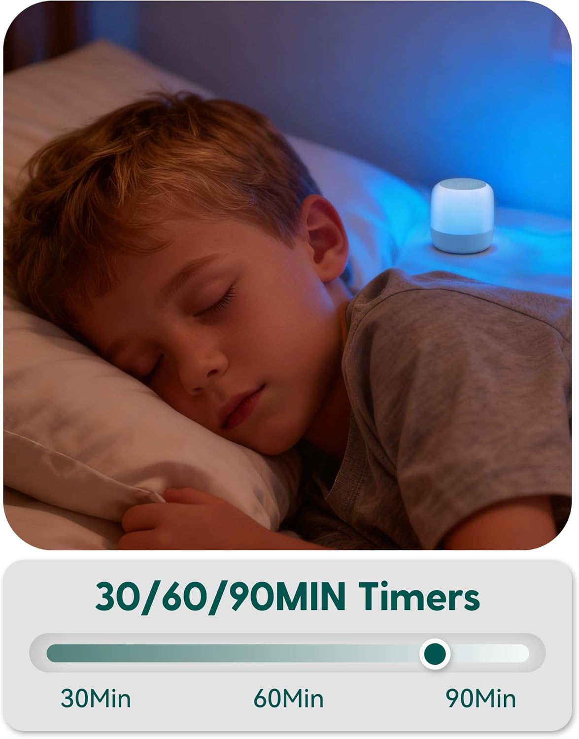 Babelio Pocket Glow White Noise Sound Machine - Upgraded 9 Color Night Lights, 20 Non-Looping Sounds, Timer & Memory Function, Portable for Adults & Babies, White