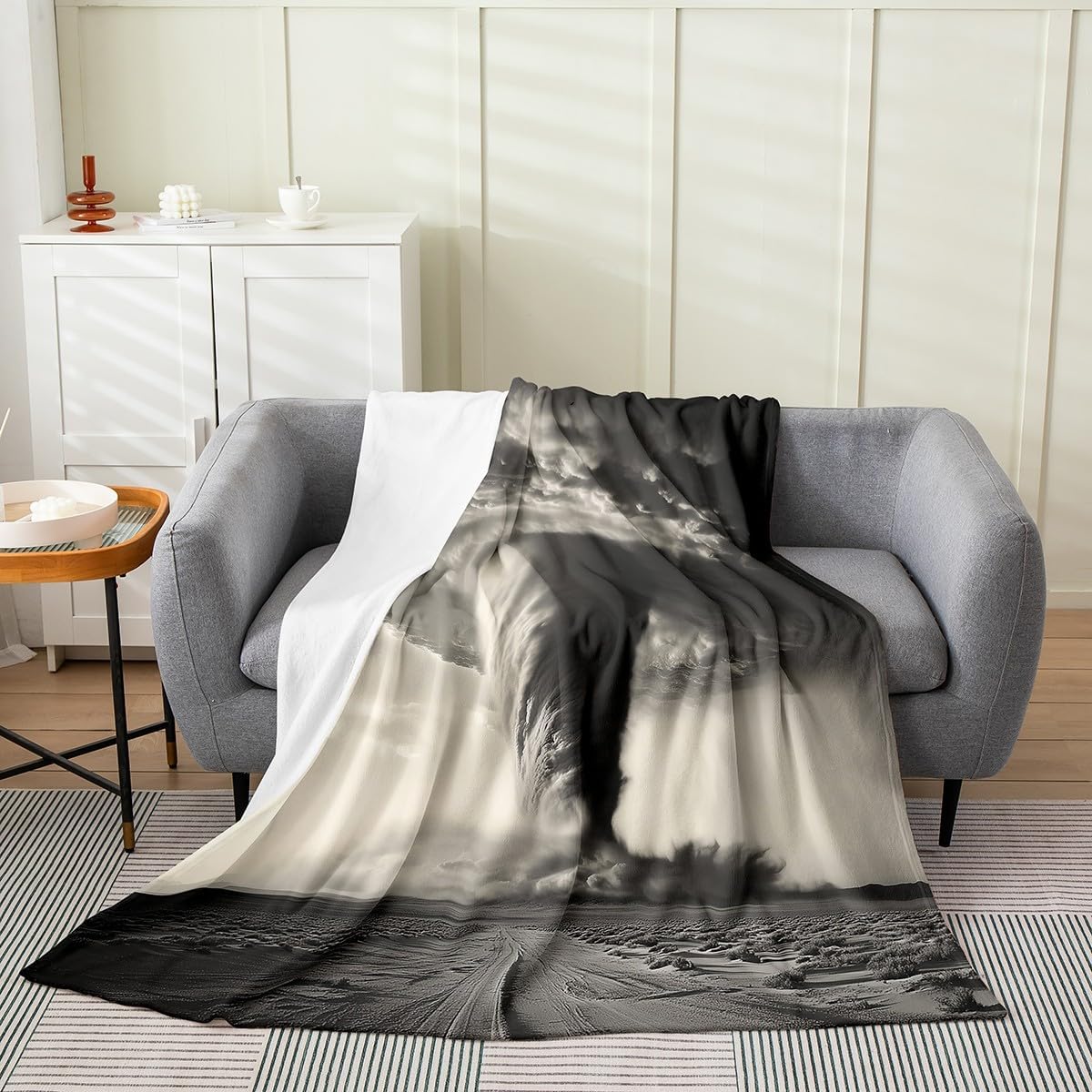 Erosebridal Tornado Blanket Throw 50x60,Natural Disaster Throw Blanket for Bedroom Living Room,Storm Horror Theme Fleece Blanket Luxury Soft,Cyclone Natural Scenery Sherpa Blanket Soft Microfiber