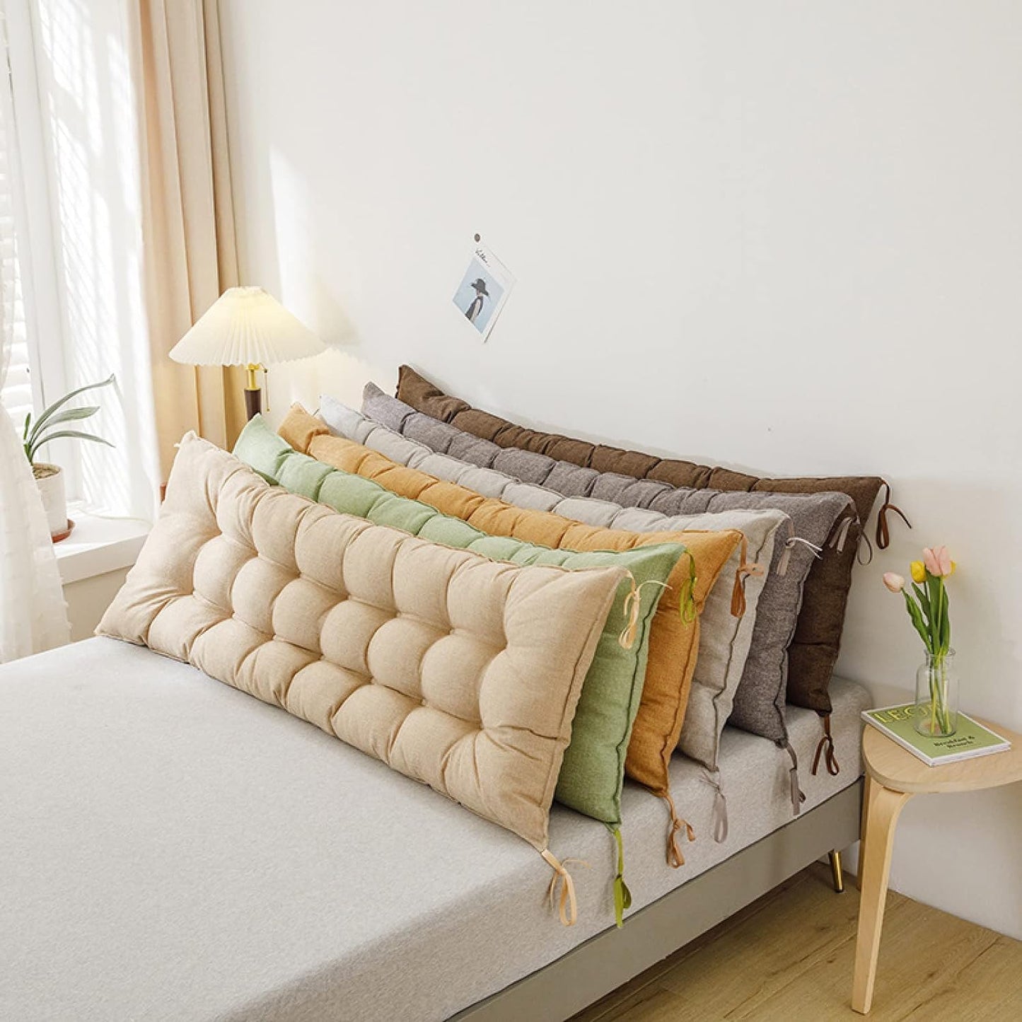 Bolster Triangular Headboard Backrest Positioning Support Large Reading Wedge Pillow for Day Bed Bunk Bed Removable Cover(Size:90×45cm,Color:C)