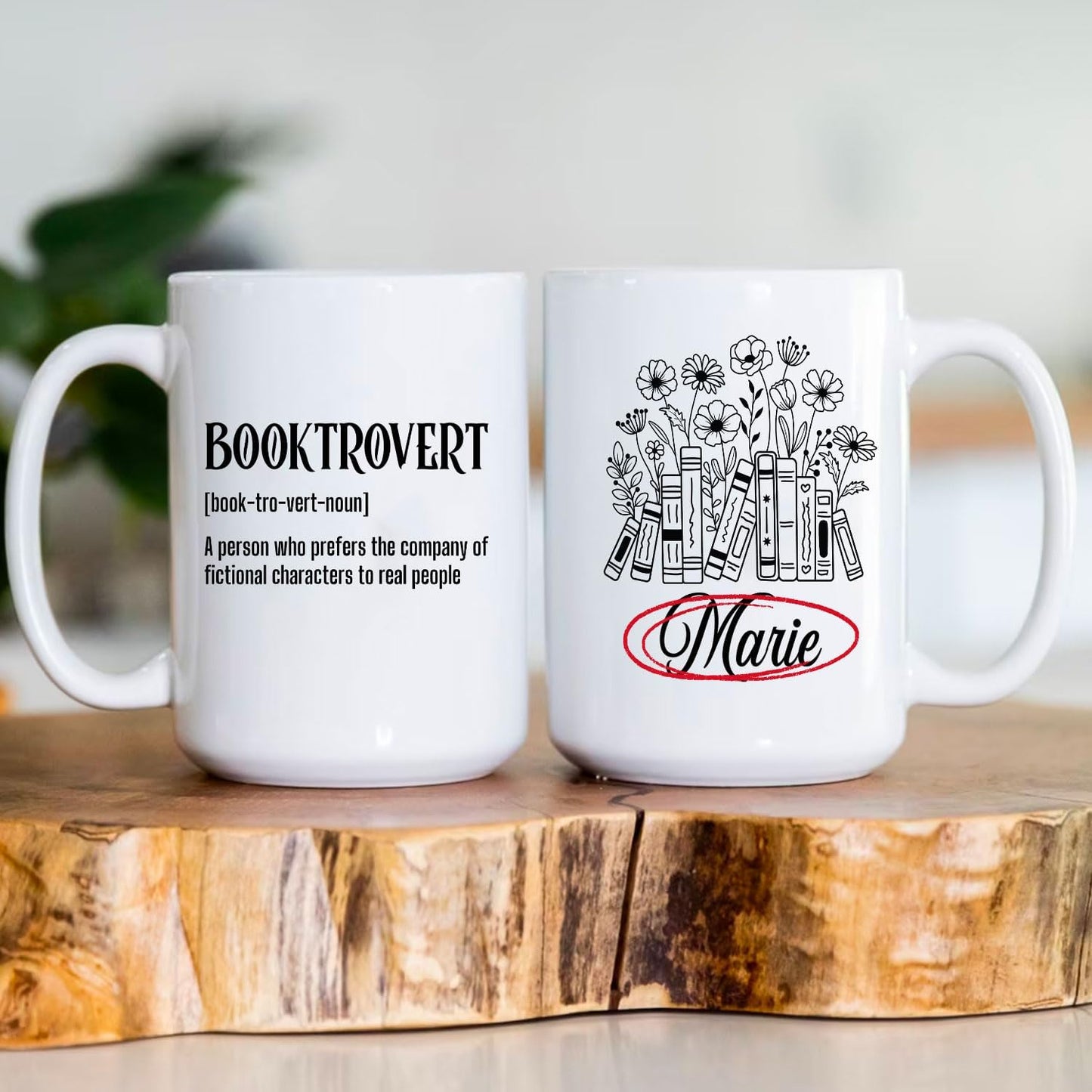 Booktrovert Noun Definition Ceramic Mug Custom Personalized Name 11 oz 15 oz Gift Idea for Book Reading Lovers Introvert Reader