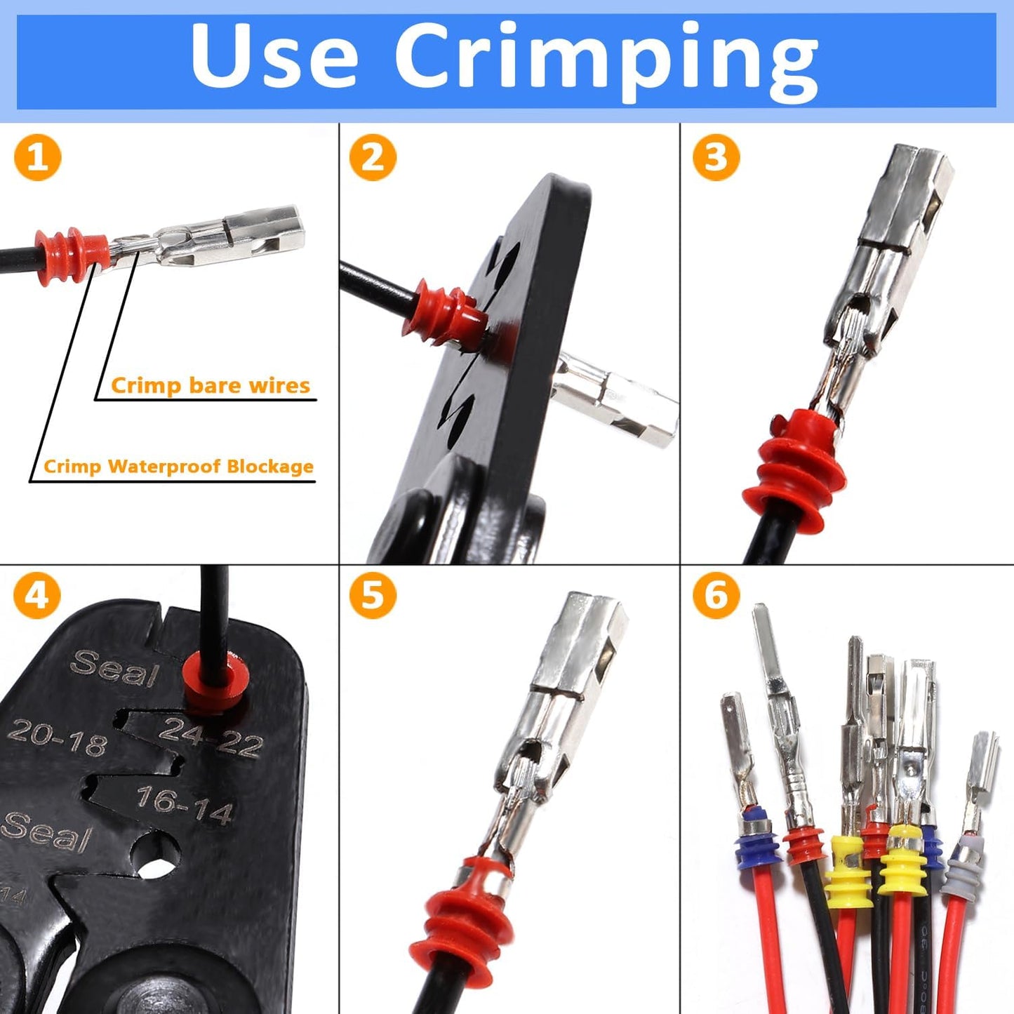Connector Pins Kit Crimped Terminal Pin Automotive Car Electrical 1/1.5/1.8/2.2/2.3/2.5/2.8/3.5mm Male&Female Wire Seals Removal Tool kit Motorcycle ATV Wire Non-Insulated Plug Crimp Set
