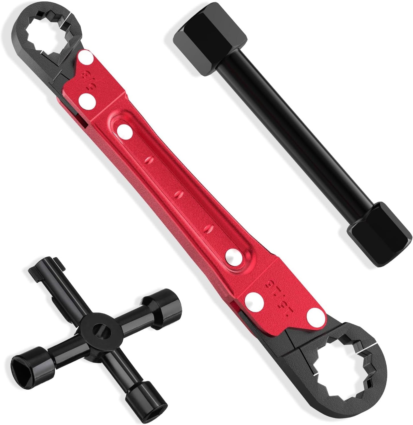 Plumbing Tools - Angle Stop Wrench & Angle-On Kit - Professional Plumbers Wrench for Installing New Compression Angle Stop & Removing Compression Ring - 4-Way Utility Key Included