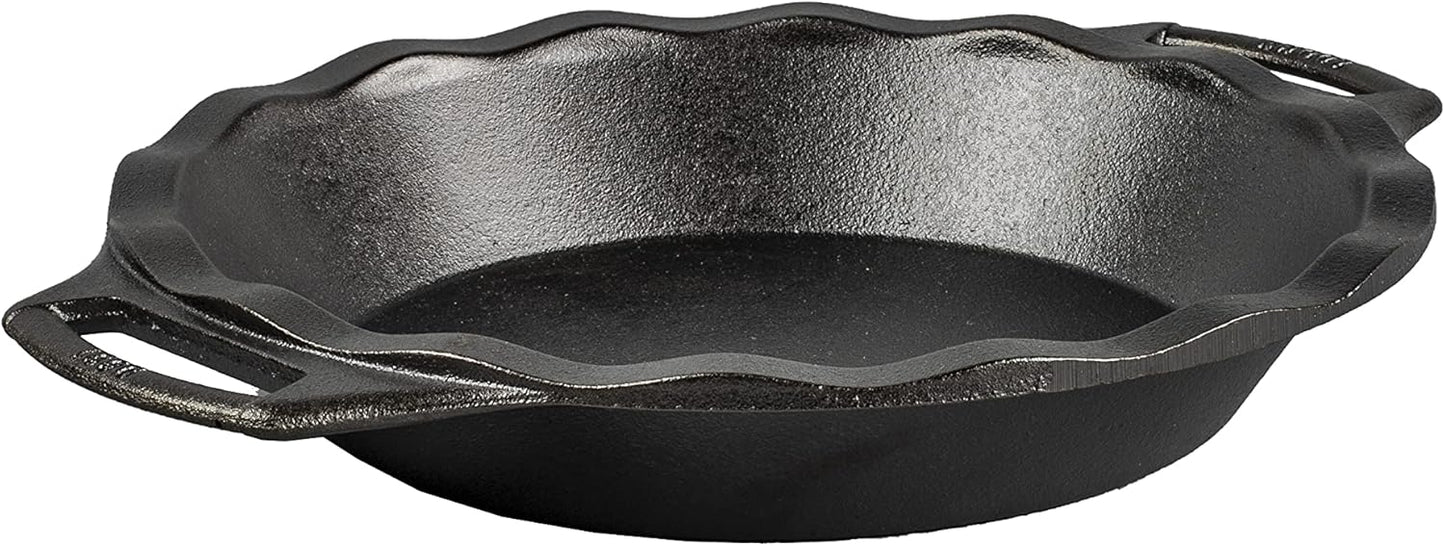 Lodge 9 Inch Cast Iron Pie Pan - PFAS-Free Pre-Seasoned Bakeware for Flaky Crusts, Deep Dish Pies, and Quiches - Dual Handle Design - Made in the USA