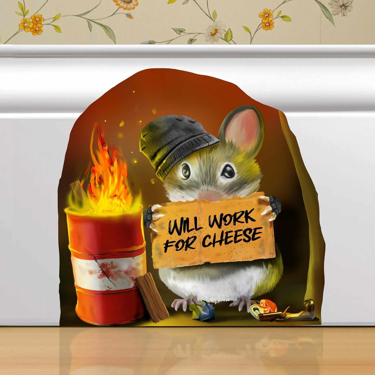 Mouse Reading Book, Wall Decor Sticker Decal, Kids Room, Classroom, Home, Bedroom, Bookcase, Book Lover, of Mice and Men, Children, Adorable, (Hungry Mouse)