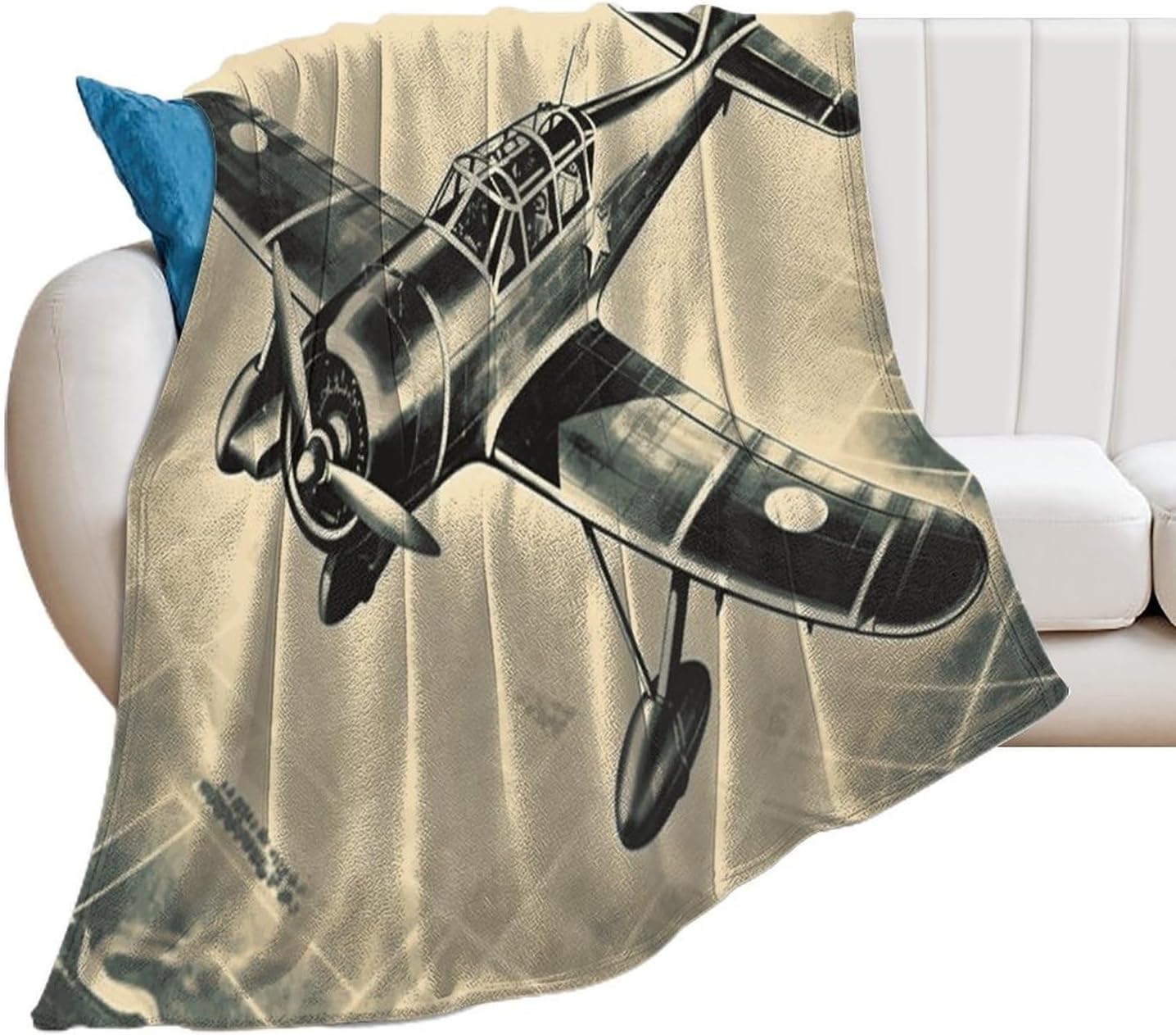 Retro Airplane Blanket Super Soft Lightweight Throw Blanket Cute Cozy Warm Bed Blanket Decorative Fuzzy Blanket All-Season Home Decor Gift for Sofa Couch Living Room 60"*80"（150 * 200cm）