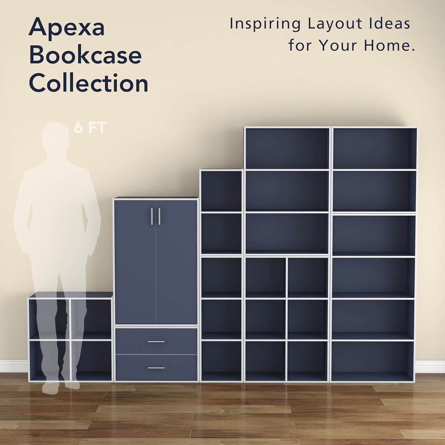 Homes: Inside + Out Apexa 2-Drawer Wooden Stackable Storage Drawers, Small Food Pantry Cabinet, Cajonera De Madera, Underbed Drawer Dorm Teen Room Decor & Bedroom, Home Office, Kitchen, Steel Blue