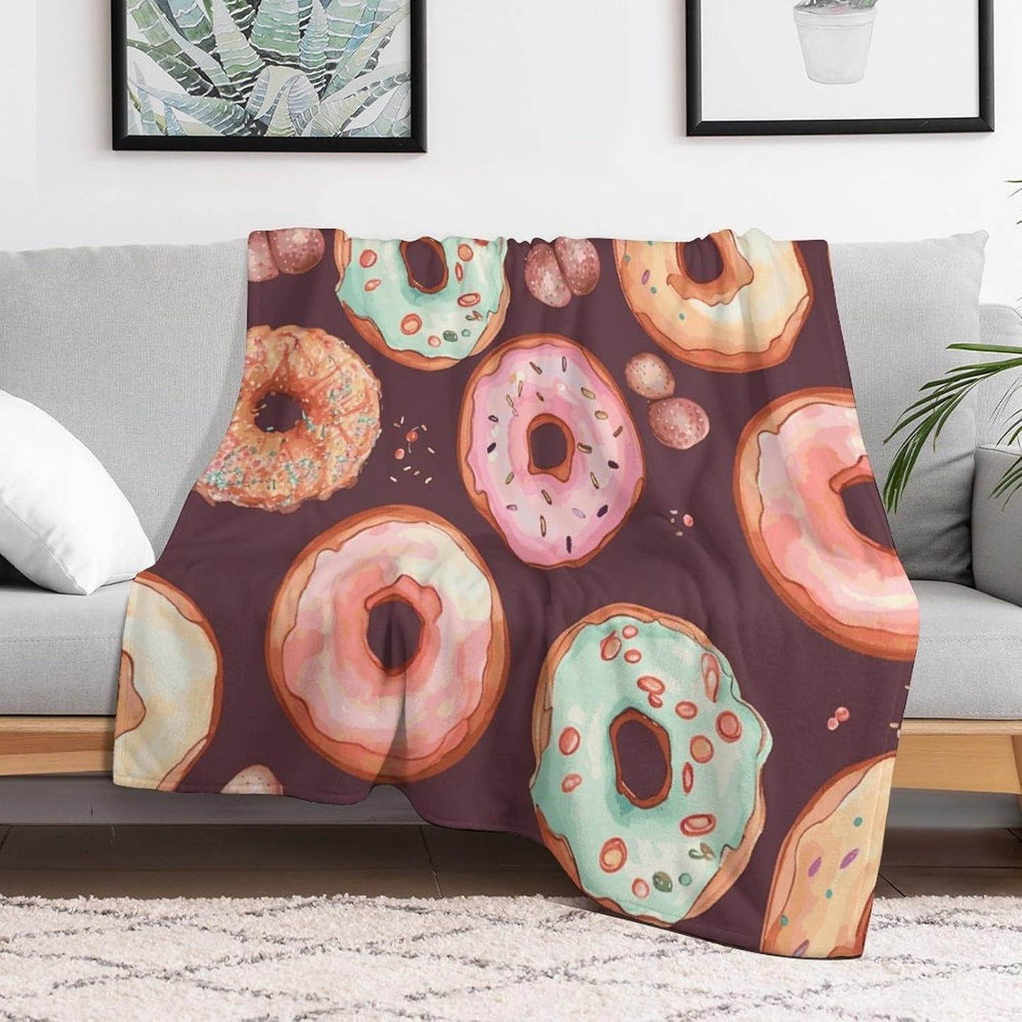 Pretty Donuts Blanket Super Soft Lightweight Throw Blanket Cute Cozy Warm Bed Blanket Decorative Fuzzy Blanket All-Season Home Decor Gift for Sofa Couch Living Room 40"*50" （100 * 130cm）