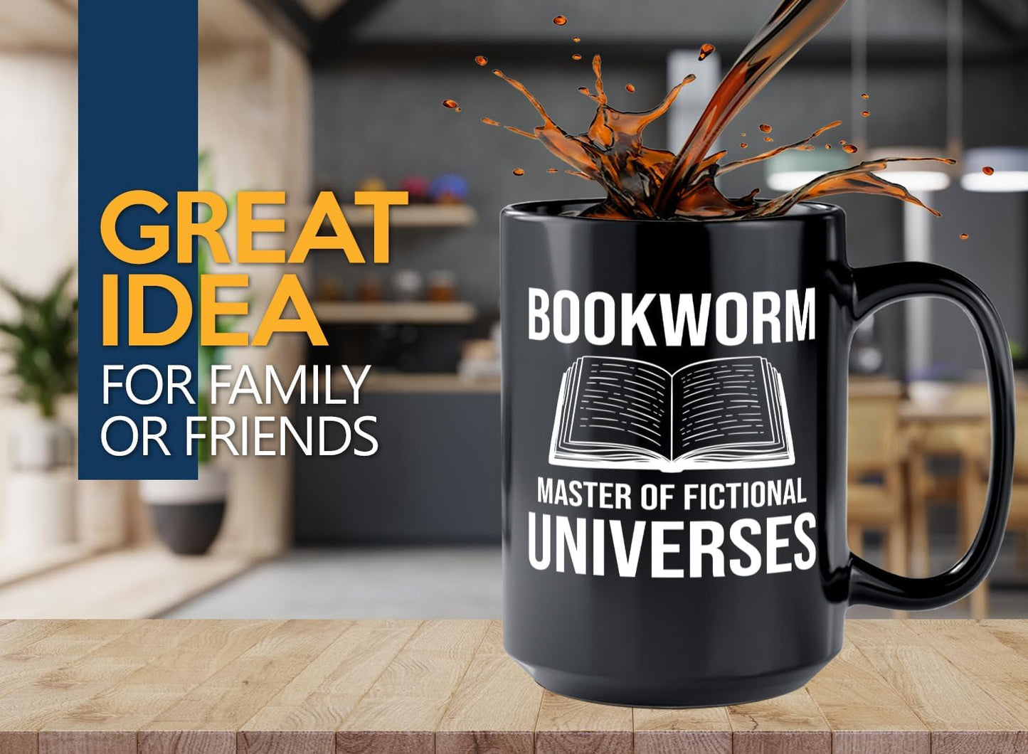 Book Lover Coffee Mug 15oz Black -Bookworm Master of - Bookworm Literature Library Book Lover Reader Booked Editor Intellectual Studious