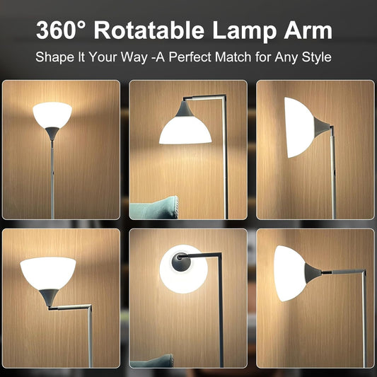 Flexible 90-Degree Foldable Floor Lamp - Remote Control, Stepless Color Temp & Brightness, Space-Saving Adjustable Standing Light for Bedroom, Office, Living Room & Study White