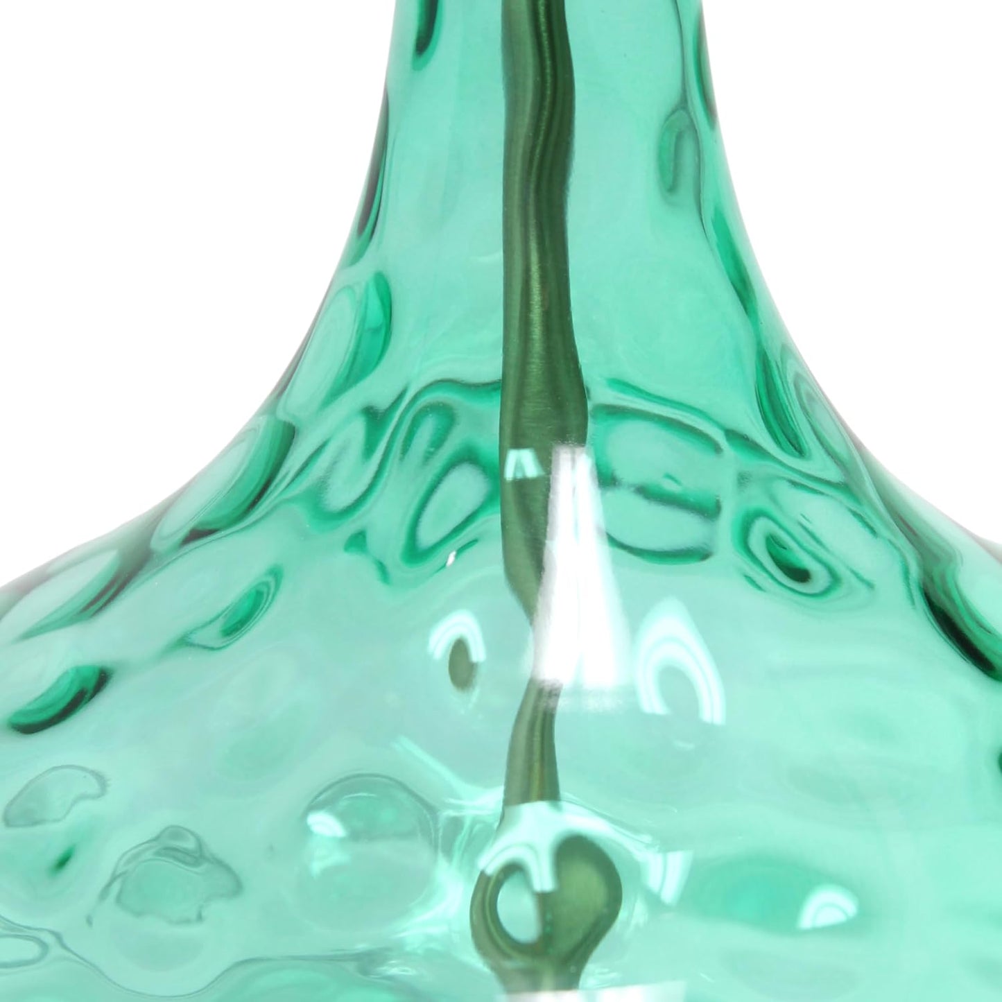 Elegant Designs LT3217-SEA 24" Modern Refined Bubbly Colored Glass Table Lamp with White Linen Tapered Drum Shade, Seafoam Green