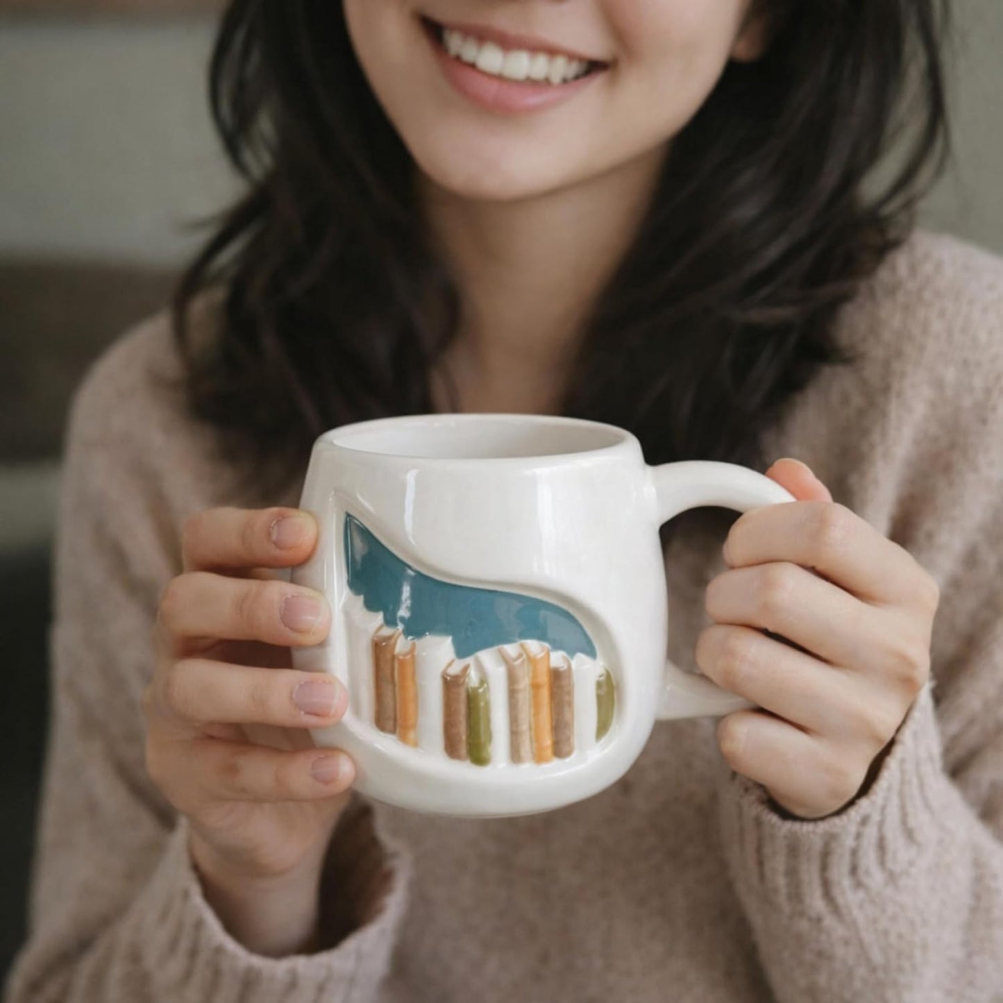 Real Ceramic 3D Book Mugs For Book Lovers Gifts For Readers Women, Unique 3D Bookshelf Mug 14Oz - A Library Shelf Cup, Gift For Writers And Authors - Bookish Gifts for Mom/Dad/Son/Daughter/Friend