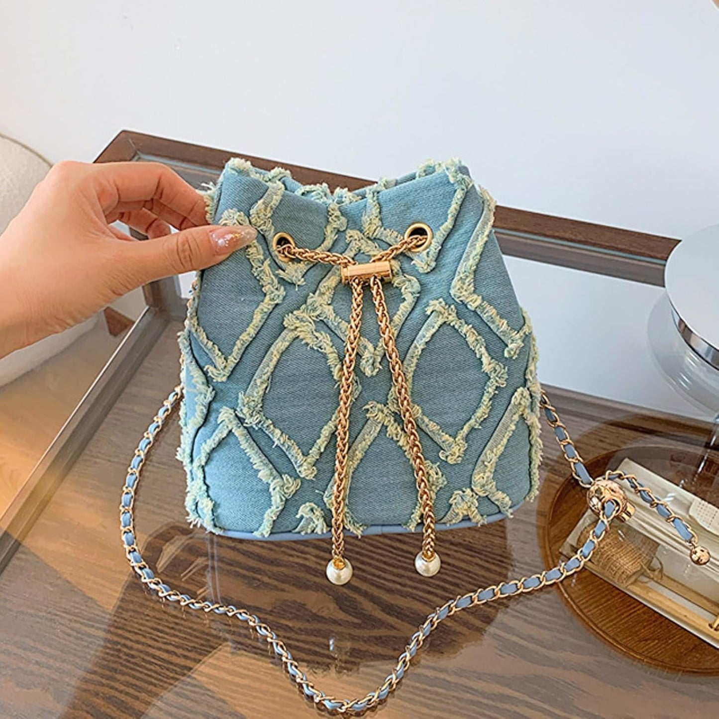 Denim Purses for Women Tote Bag, Lightweight Crossbody Purse with Multi Pockets, Large Slouchy Shoulder Bag