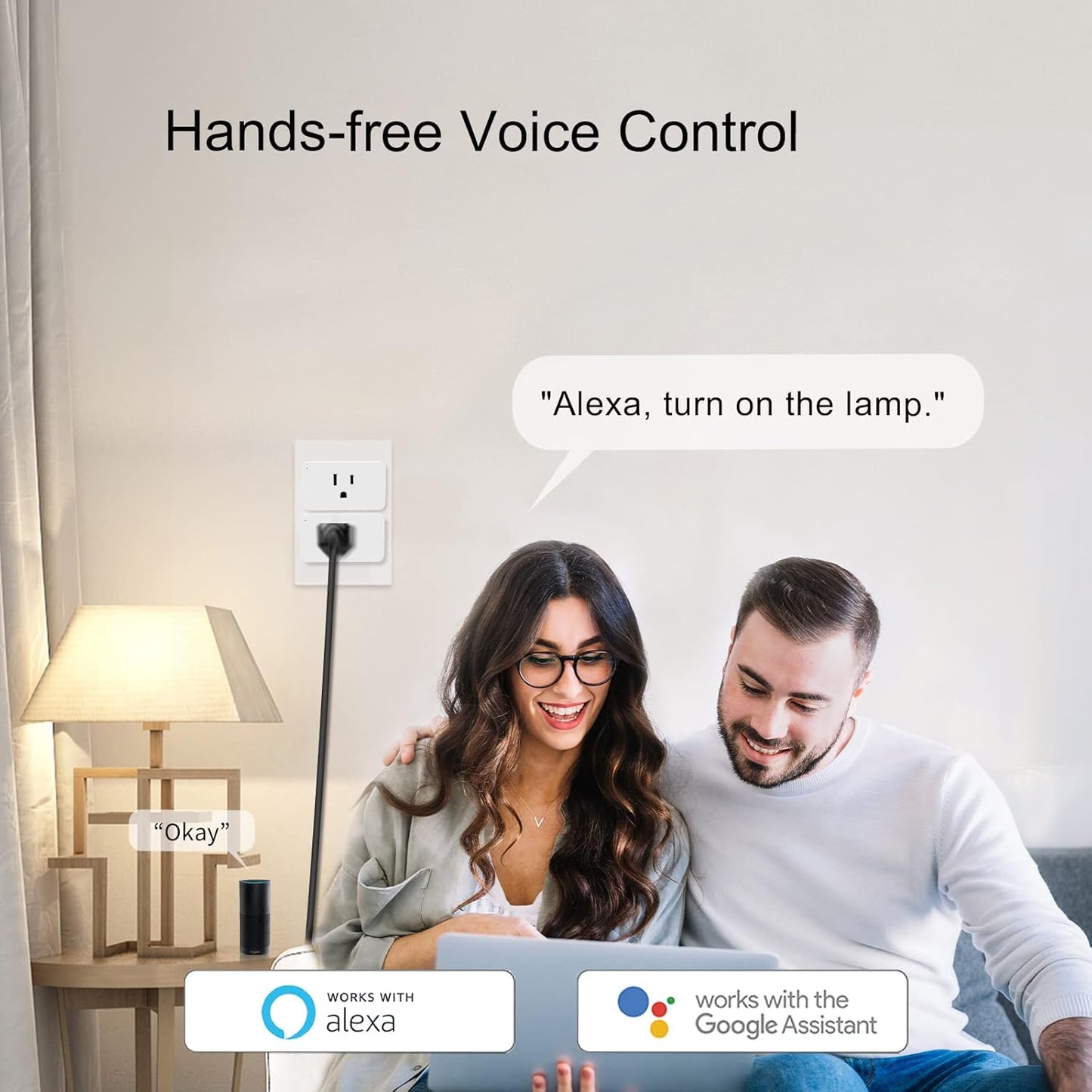 WiFi Dimmer Smart Plug Compatible with Alexa Google Home for Voice Control Mini Smart Outlet Socket with Timer Wireless Remote Control Max Power 300W, No Hub Required, 2.4GHz 1 Pack