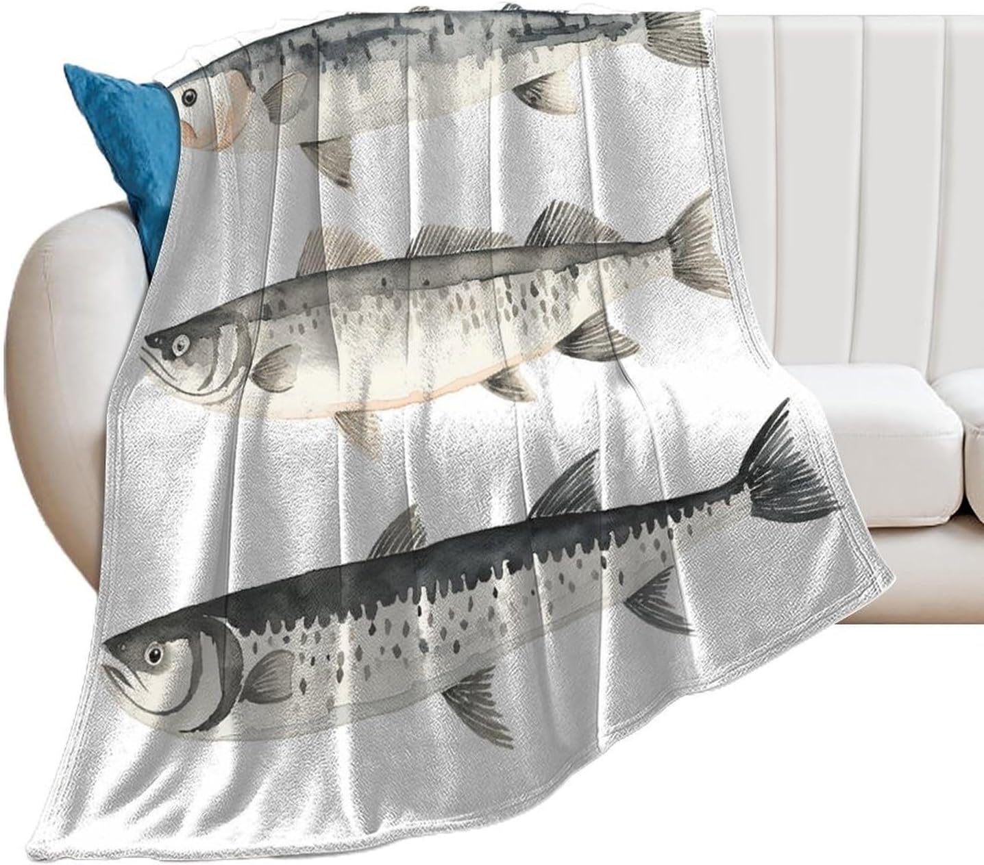 Different Types of Cod Throw Blanket for Couch Super Soft Warm Lightweight Throw Blankets Cozy Flannel Bed Blanket Cute Decorative Blankets for All Seasons Home Decor Gift 60"*80"（150 * 200cm）
