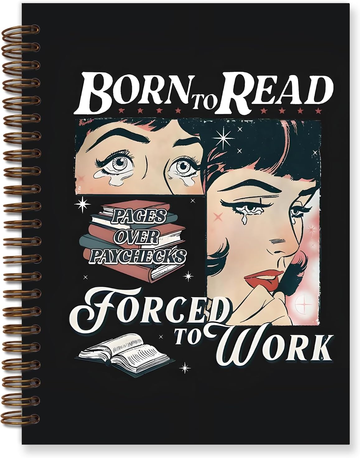 Book Club Journal, Book Tracker Journal for Books Lovers, Reading Journals Notebook, Bookish Reader Gifts for Women, Born to Read Forced to Work Spiral Notebook 5.5x8.3