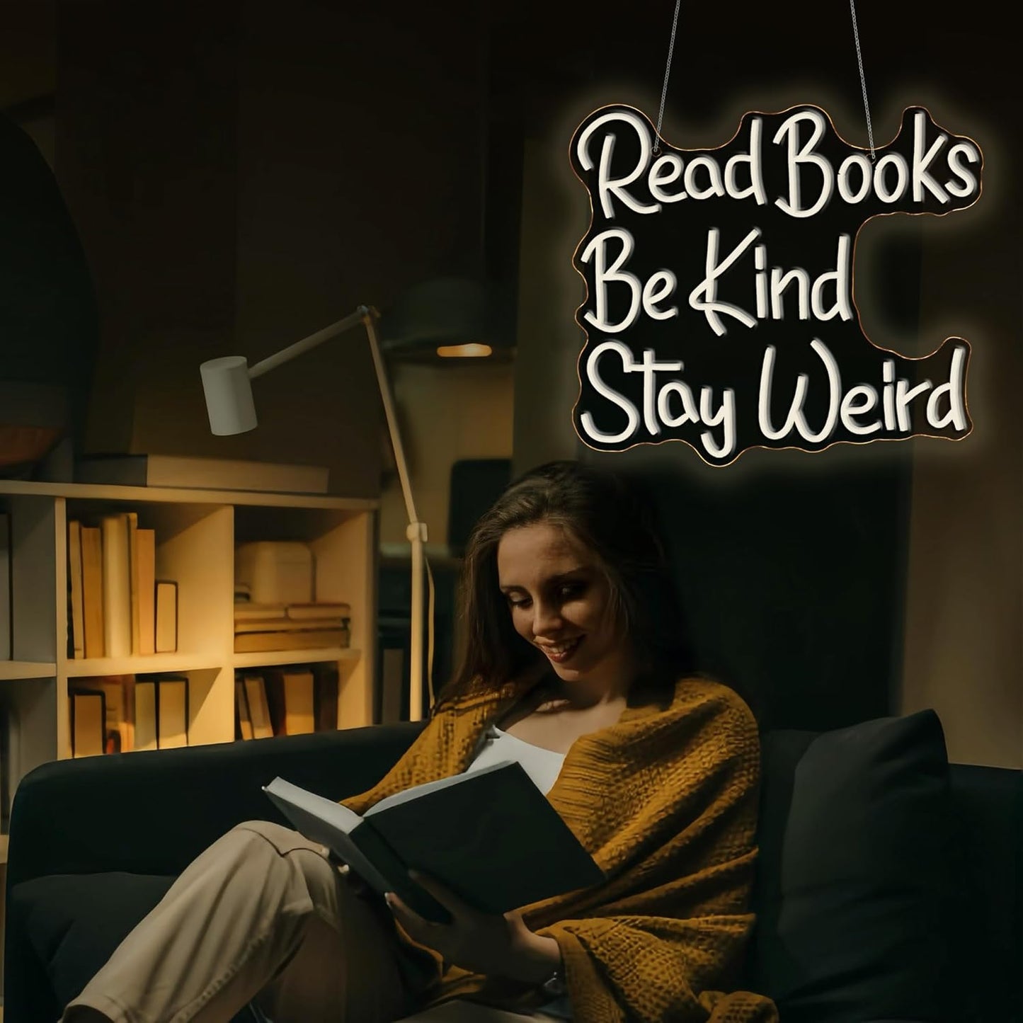 Read Books Be Kind Stay Weird Neon Sign for Wall Decor Led Neon Lights Up Signs for Birthday Party Club Gift