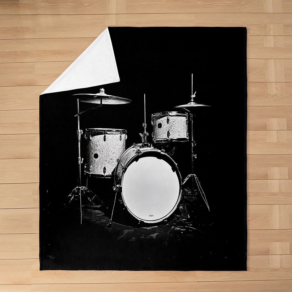 Erosebridal Drum Set Fleece Blanket,Musical Instrument Throw Blanket Throw 50x60 Inch for Bedroom Living Room Sofa Couch,Hip Hop Music Bed Blankets,Music Lovers Flannel Blankets