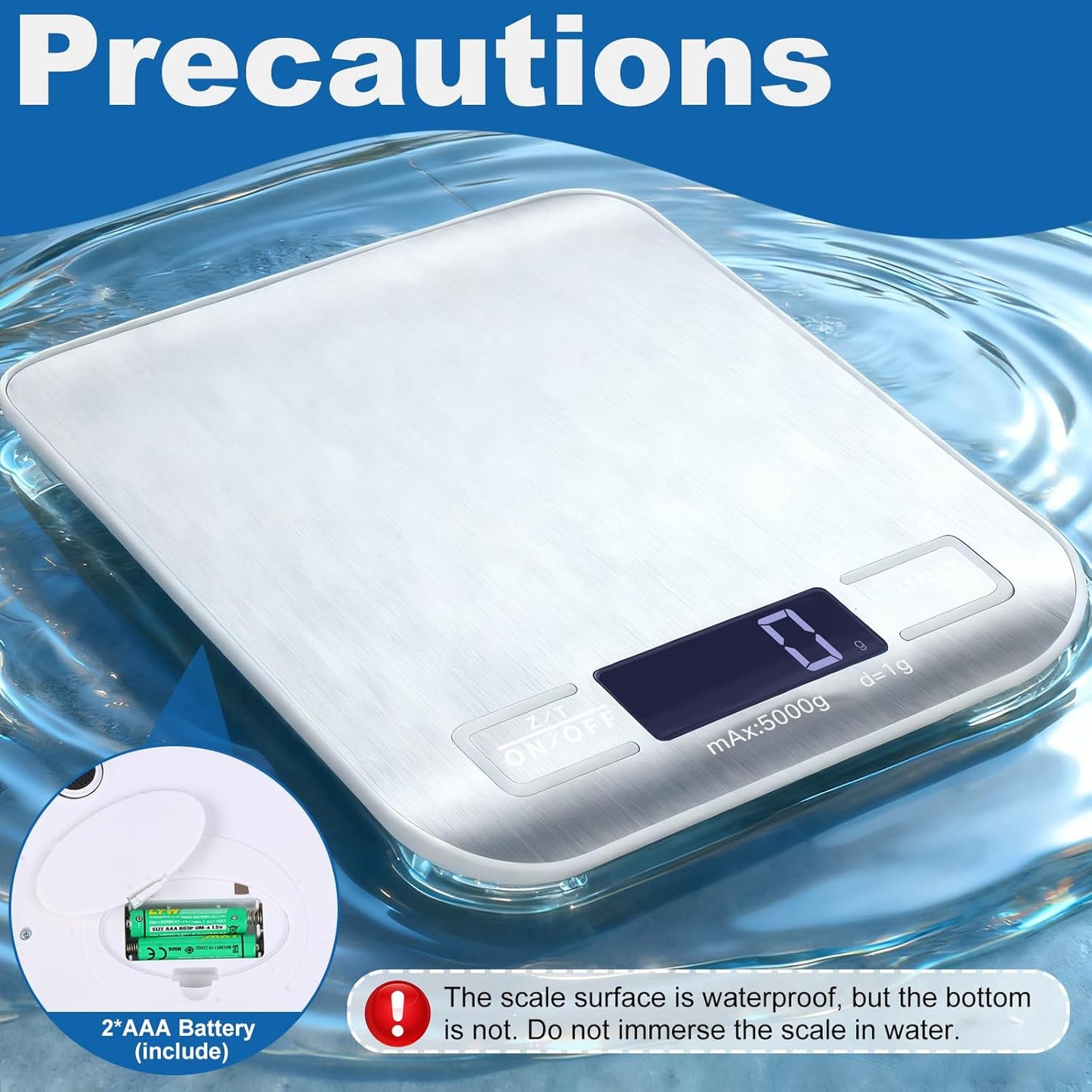 Food Scale, Digital Kitchen Scale with 0.1g Accuracy, 11lb/22lb Capacity & Backlit LCD, Stainless Steel Tare Scale for Baking, Cooking and Meal Prep, 5.5x7x0.6 Inches (Batteries Included)