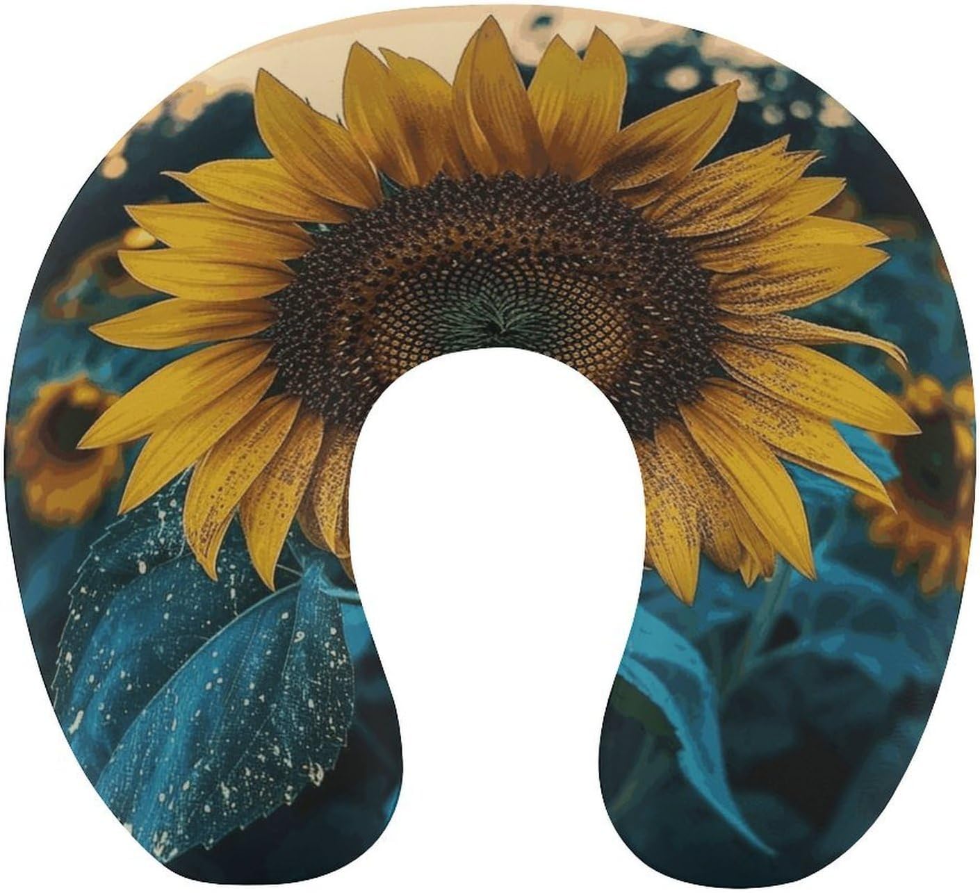 The Most Beautiful Sunflower Neck Pillow Memory Foam U Shaped Pillows Portable Pillows for Shoulder Travel Head Support Pillow with Concealed Zipper for Airplane Car Home Office