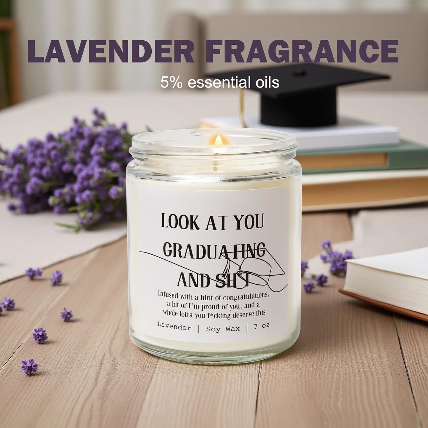 2025 Graduation Gift for Her or Him – Funny Handmade Scented Candle 7oz, Lavender – Graduation Gifts for Women, Men, Nurse, PhD, Law School, Masters, College, High School（Graduating